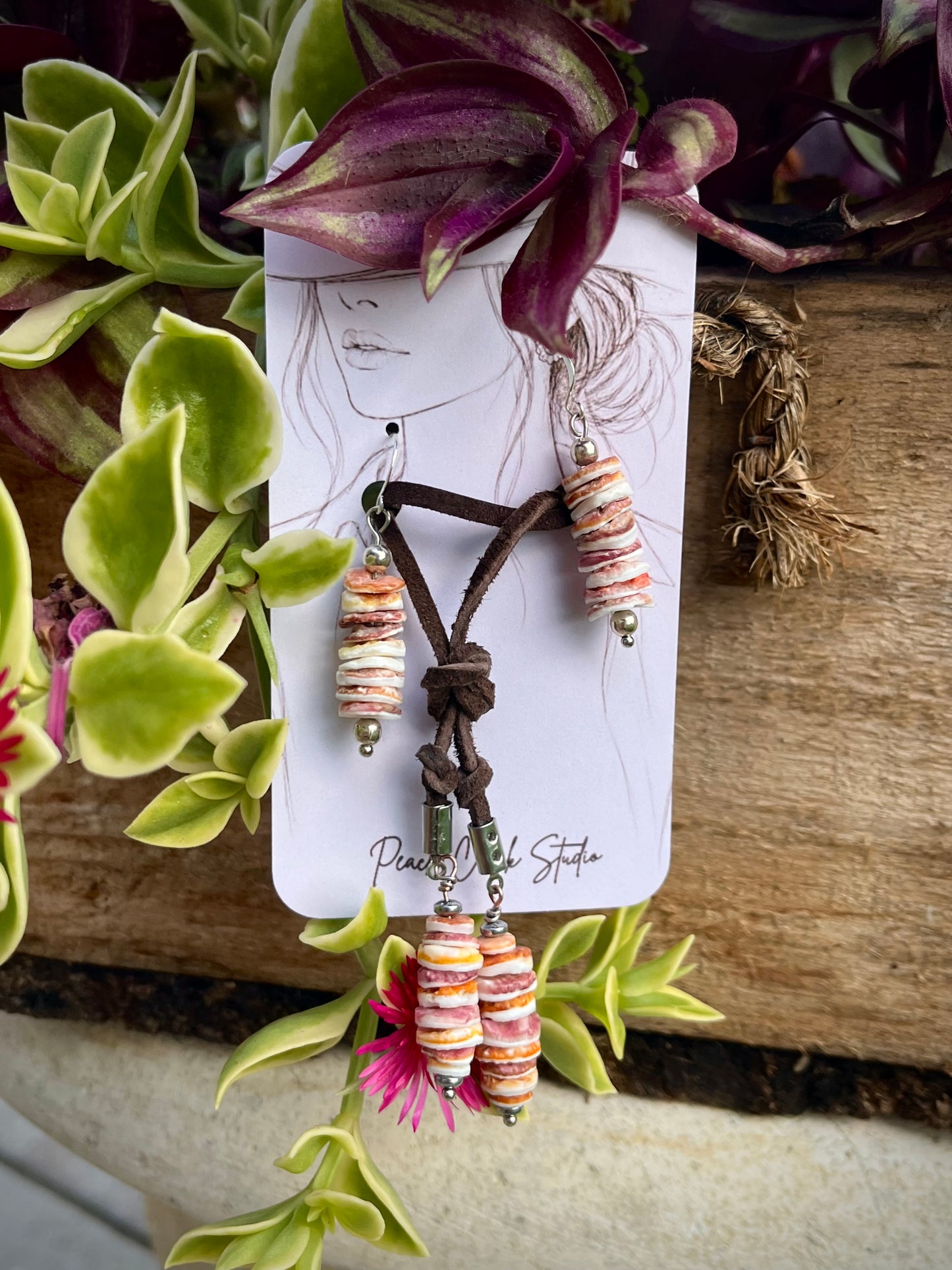 Purple Spiny Oyster & Suede Lariat Jewelry Set