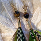 5.5” Brown & Green Feather Earrings with Tiger’s Eye stone