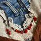 Red Coral & Pearl Choker Lariat Necklace