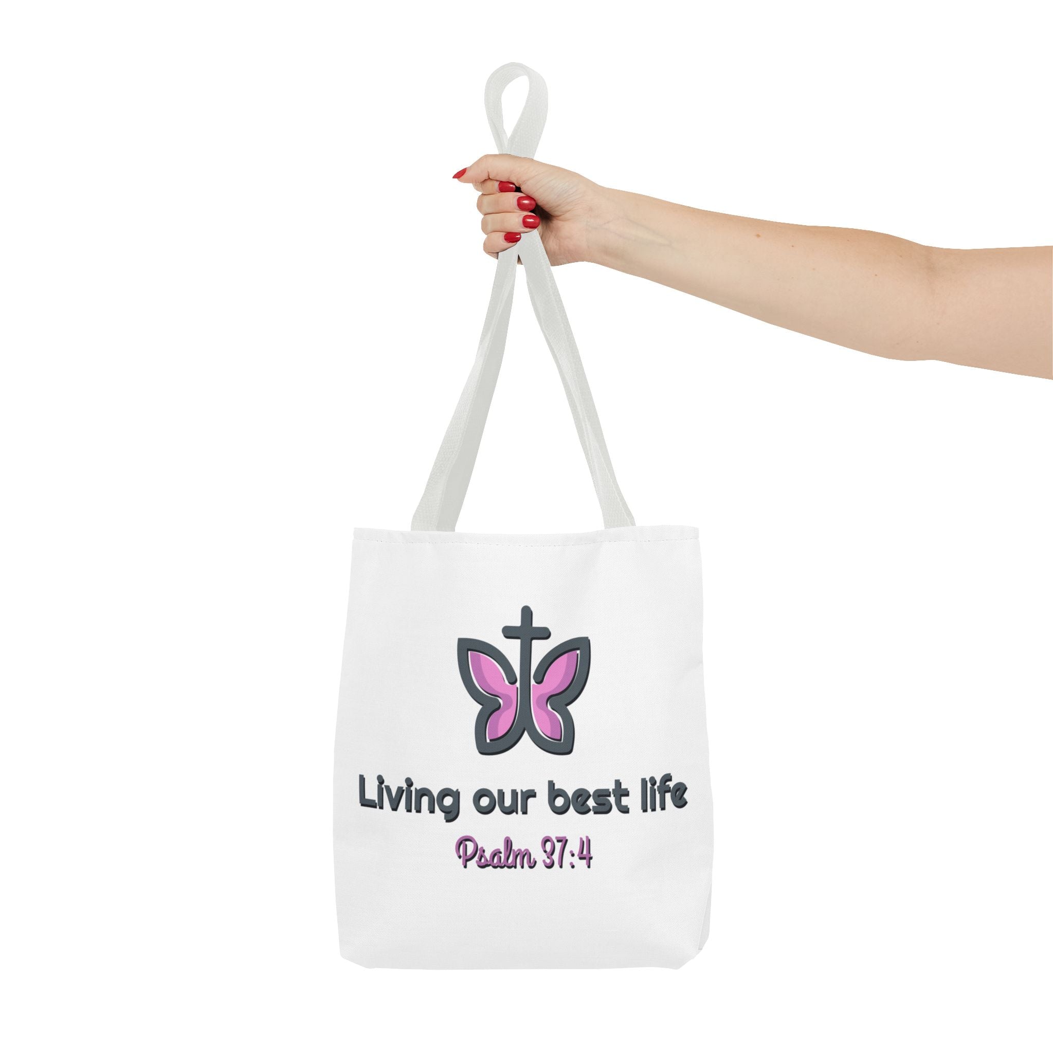 "Living Our Best Life" (Psalm 37:4) Butterfly Tote Bag