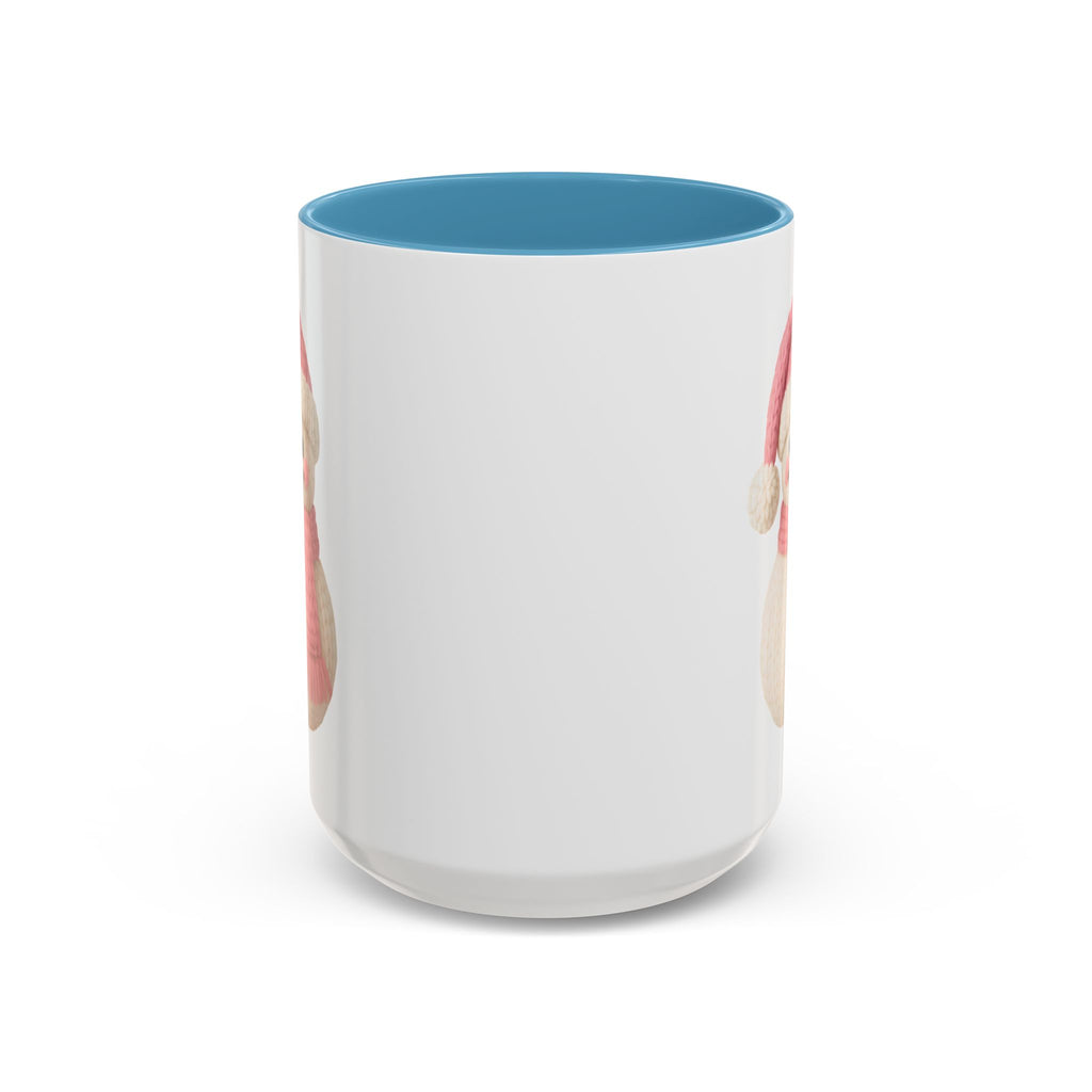 Pink Knitted Snowman Accent Coffee Mug — Cute Holiday Winter Drinkware (11/15oz)