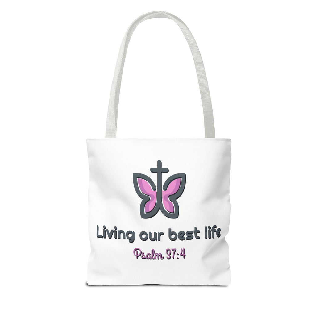 "Living Our Best Life" (Psalm 37:4) Butterfly Tote Bag