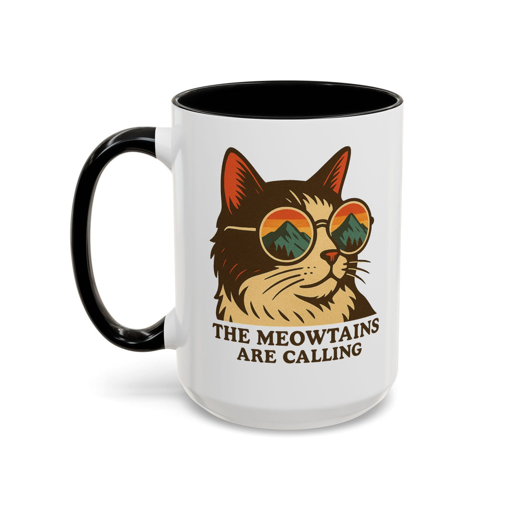 Coffee Mug — "The Meowtains Are Calling" Cat with Sunglasses Accent Mug