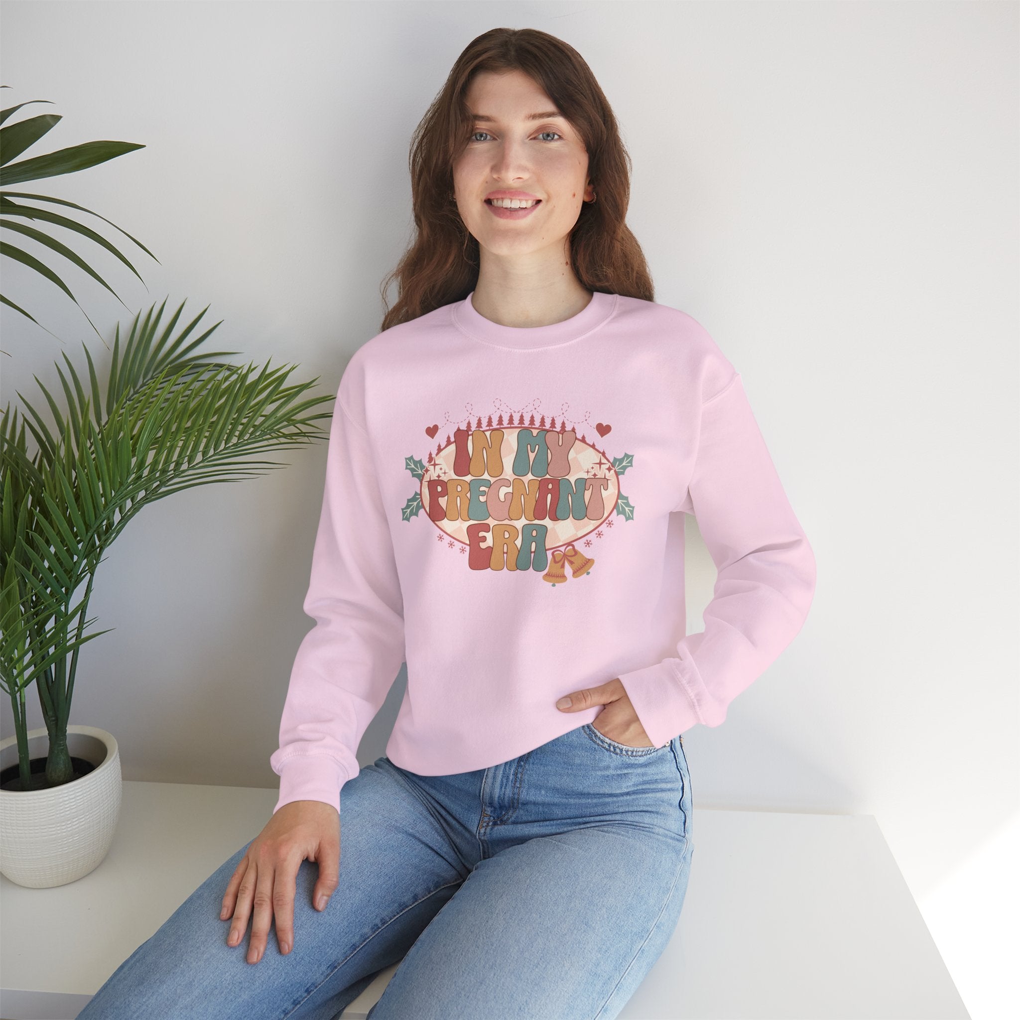 Cute Pregnant Era Sweatshirt for Moms-to-Be – Vintage Holiday Maternity Crewneck