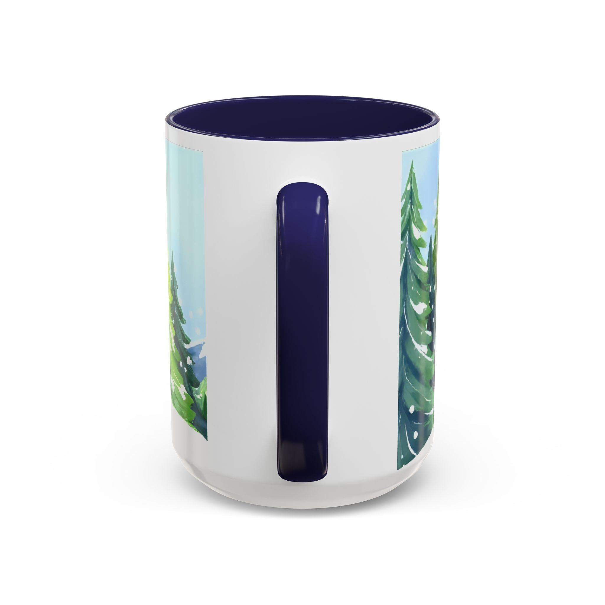 Winter Pine Forest Accent Coffee Mug — Scenic Snowy Trees 11/15oz