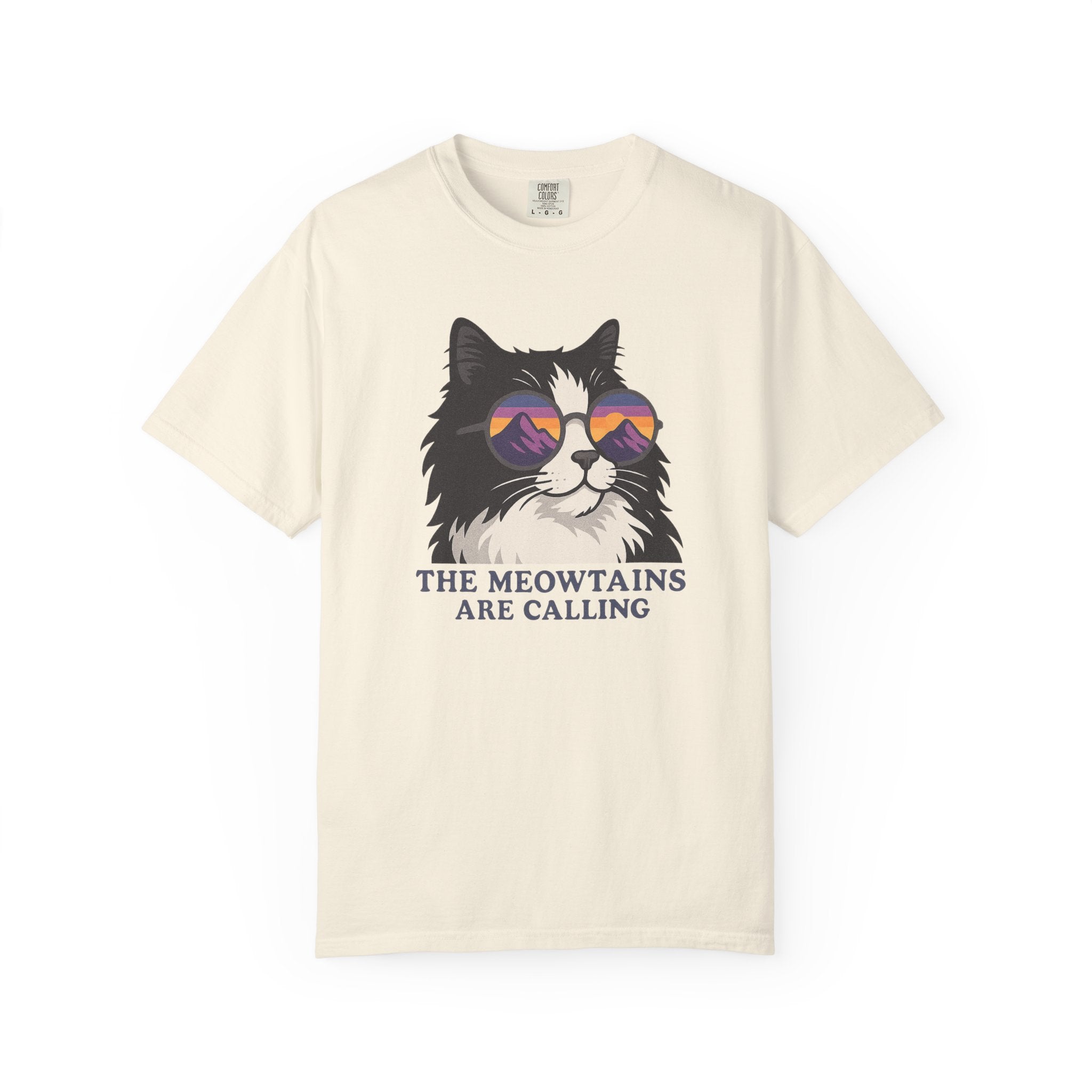 Cat Graphic T-Shirt — "The Meowtains Are Calling" Retro Sunglasses Tee