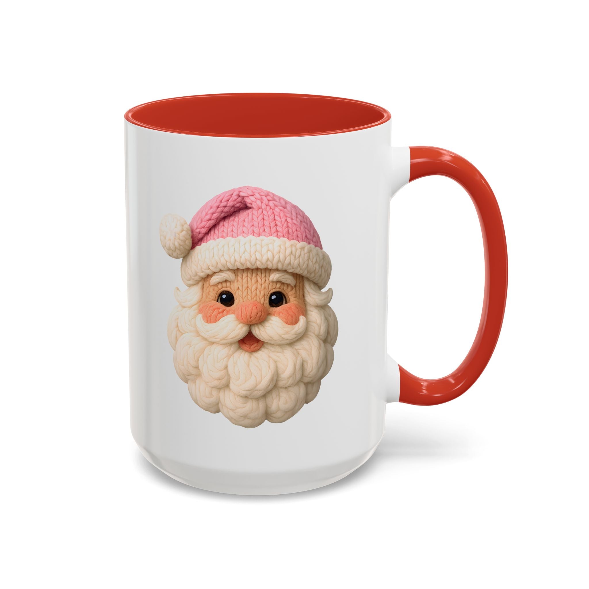 Santa Face Coffee Mug — Cute Pink Hat Holiday Accent Mug (11/15 oz)