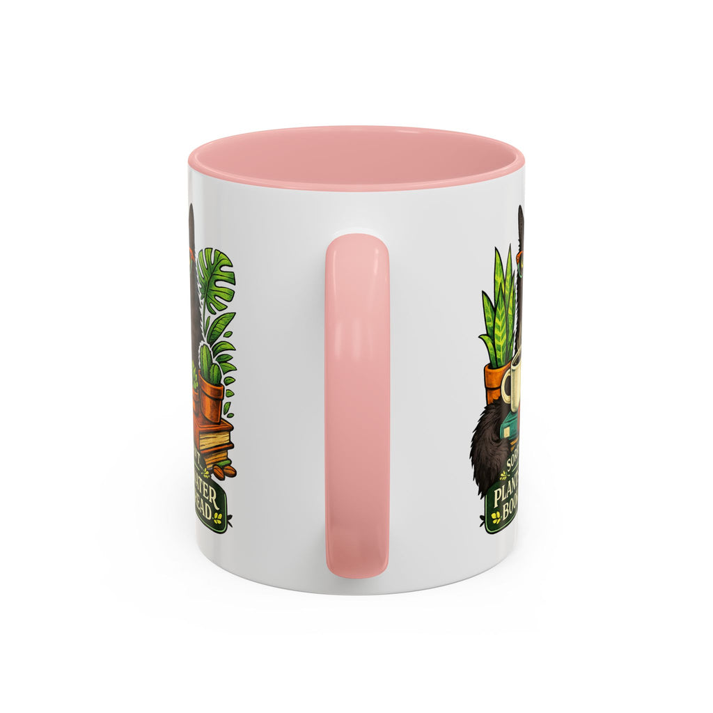 Cat & Plants Accent Coffee Mug — "Sorry, I Can't...I Have Plants to Water & Books to Read"