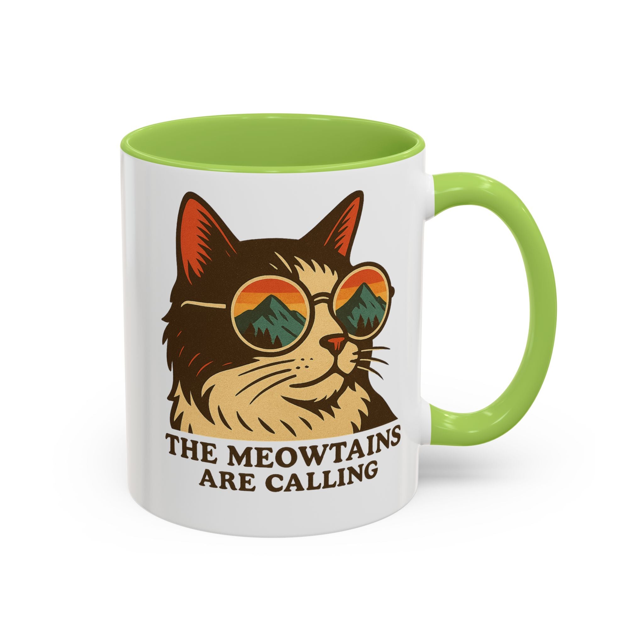 Coffee Mug — "The Meowtains Are Calling" Cat with Sunglasses Accent Mug
