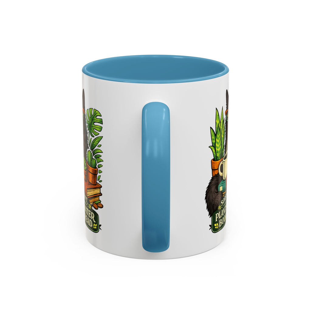 Cat & Plants Accent Coffee Mug — "Sorry, I Can't...I Have Plants to Water & Books to Read"