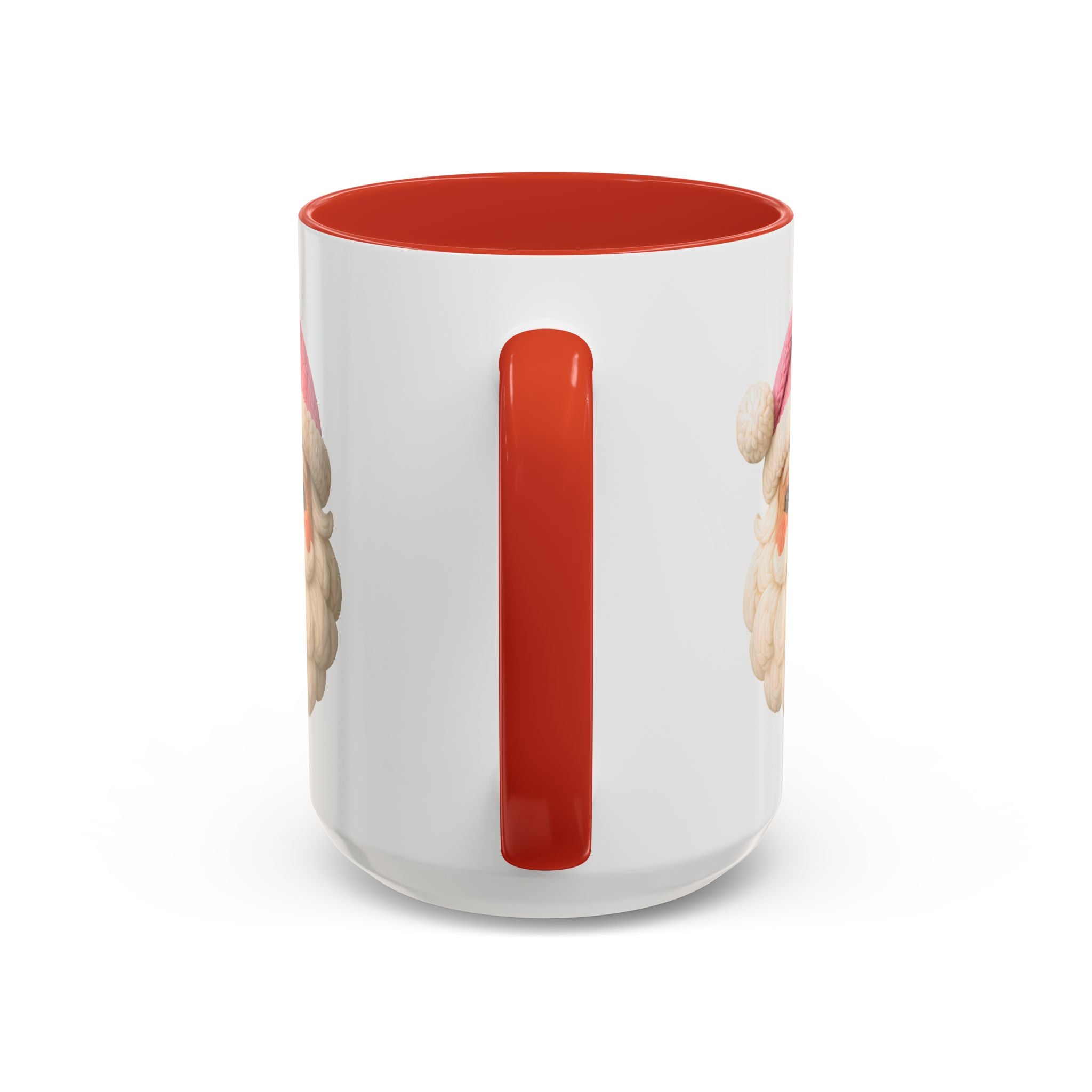 Santa Face Coffee Mug — Cute Pink Hat Holiday Accent Mug (11/15 oz)