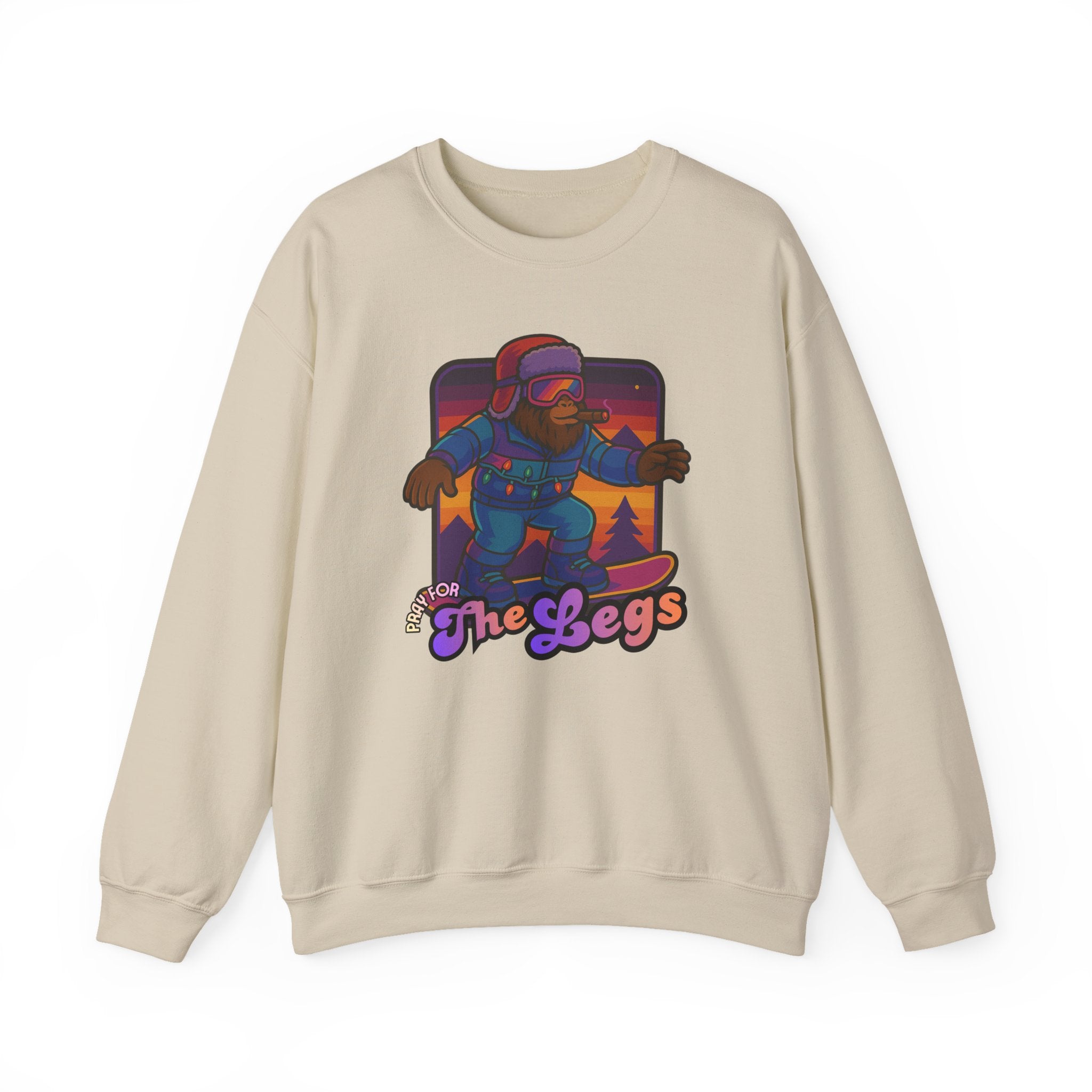 Snowboarder Graphic Crewneck Sweatshirt — Retro Night Mountain Design