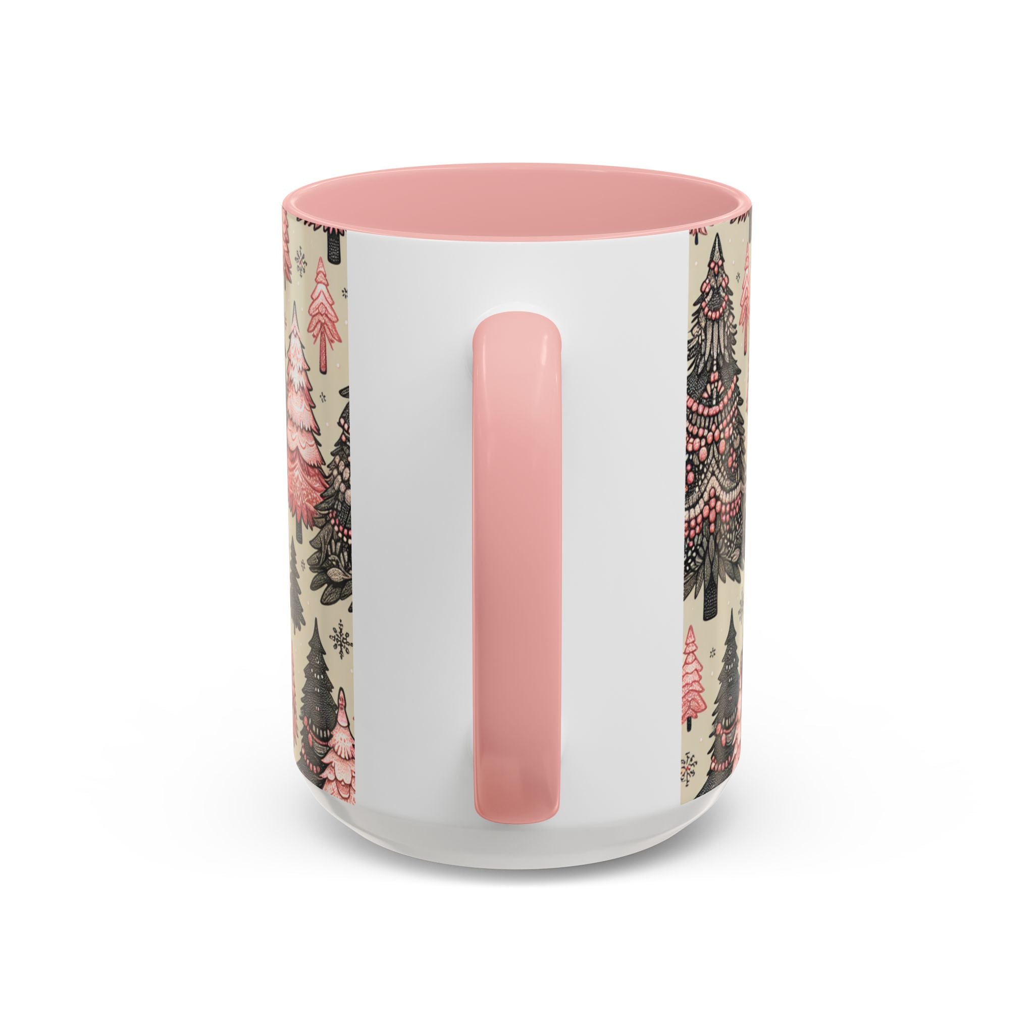 Paisley Christmas Tree Accent Coffee Mug – Pink Vintage Holiday Pattern (11/15oz)