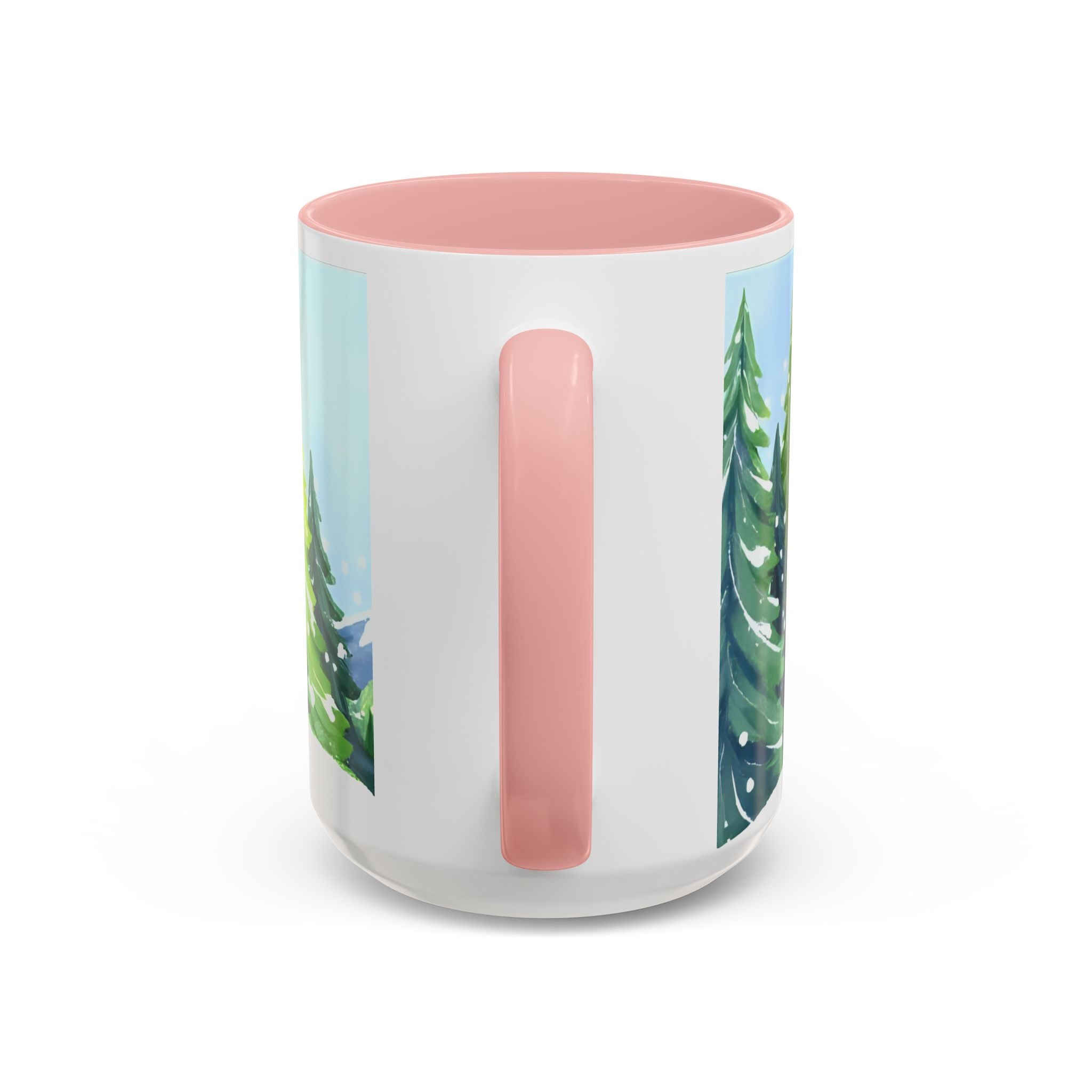 Winter Pine Forest Accent Coffee Mug — Scenic Snowy Trees 11/15oz