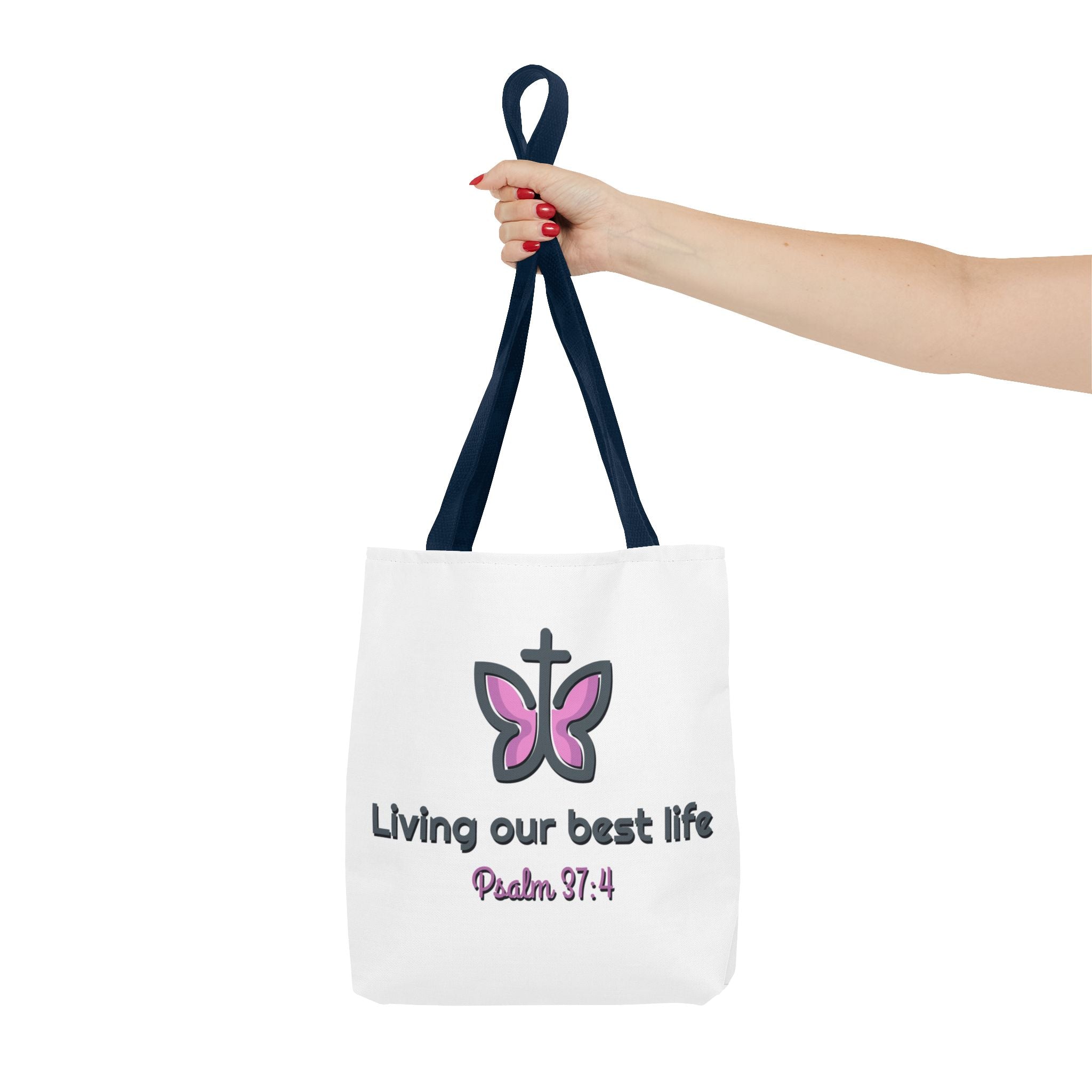 "Living Our Best Life" (Psalm 37:4) Butterfly Tote Bag