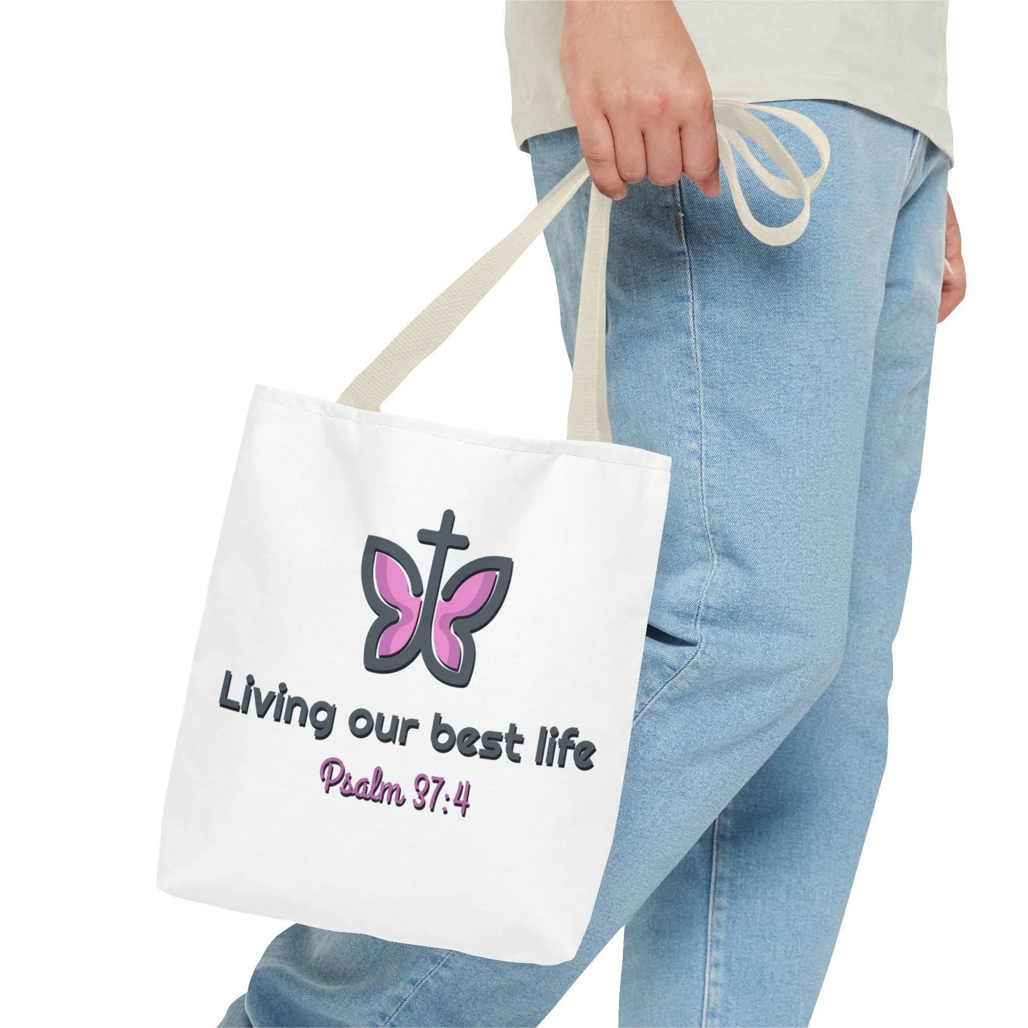 "Living Our Best Life" (Psalm 37:4) Butterfly Tote Bag