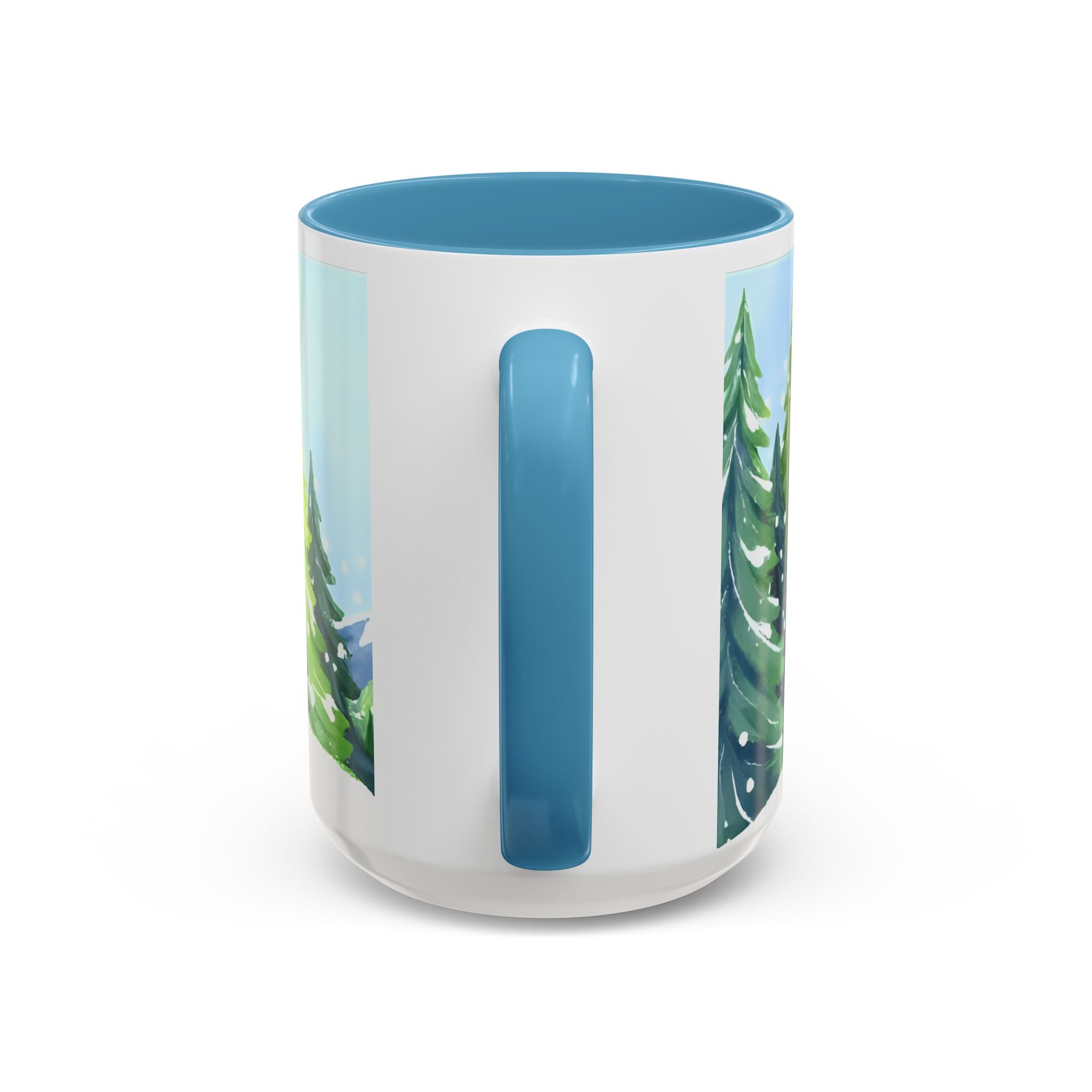 Winter Pine Forest Accent Coffee Mug — Scenic Snowy Trees 11/15oz