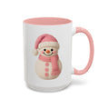 Pink Knitted Snowman Accent Coffee Mug — Cute Holiday Winter Drinkware (11/15oz)