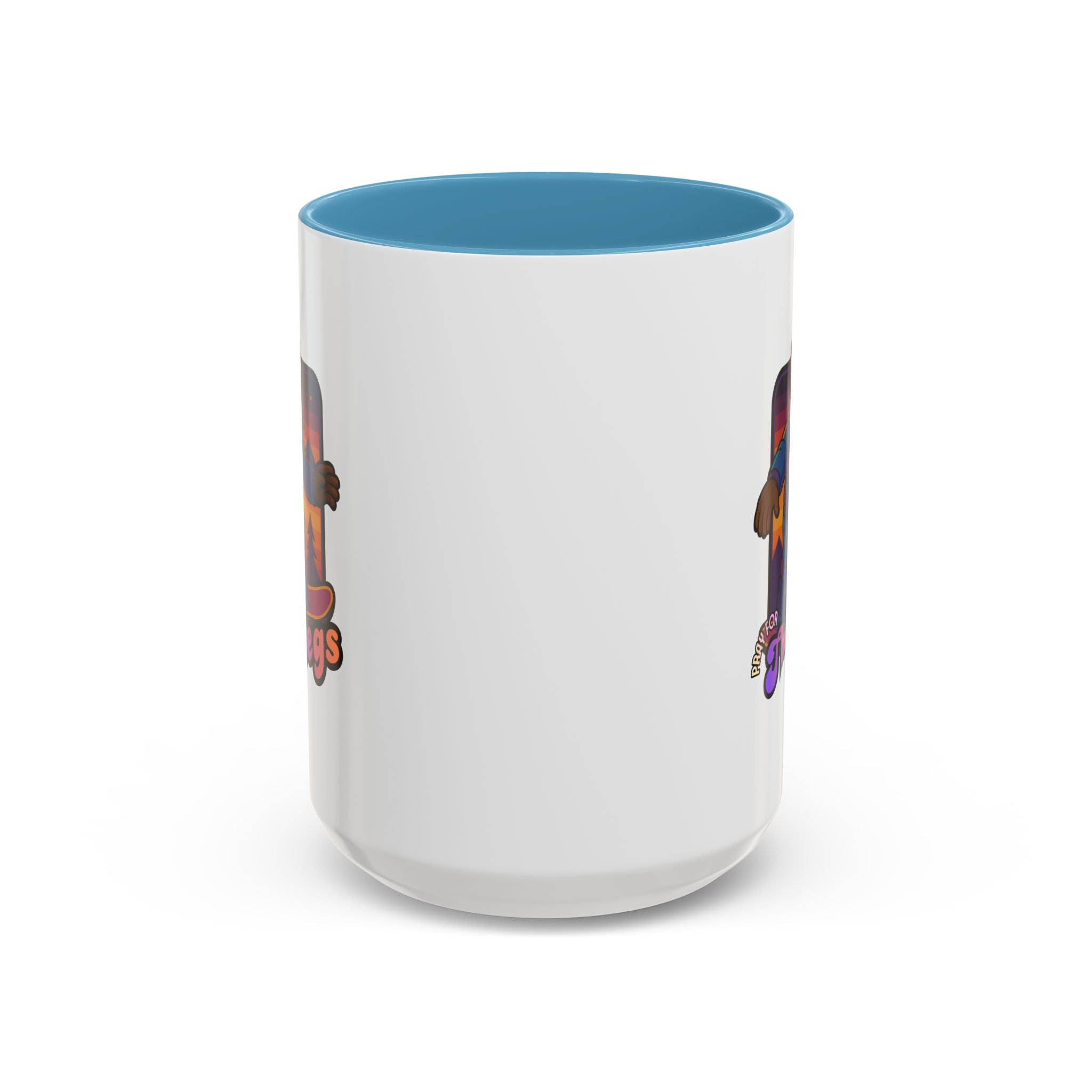 Snowboarding  Sasquatch Coffee Mug - 'Pray for The Legs' Retro Sunset Accent Mug (11/15oz)