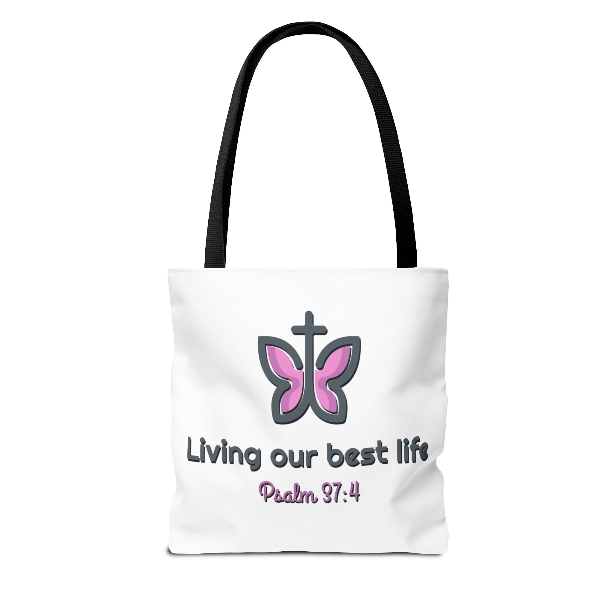 "Living Our Best Life" (Psalm 37:4) Butterfly Tote Bag