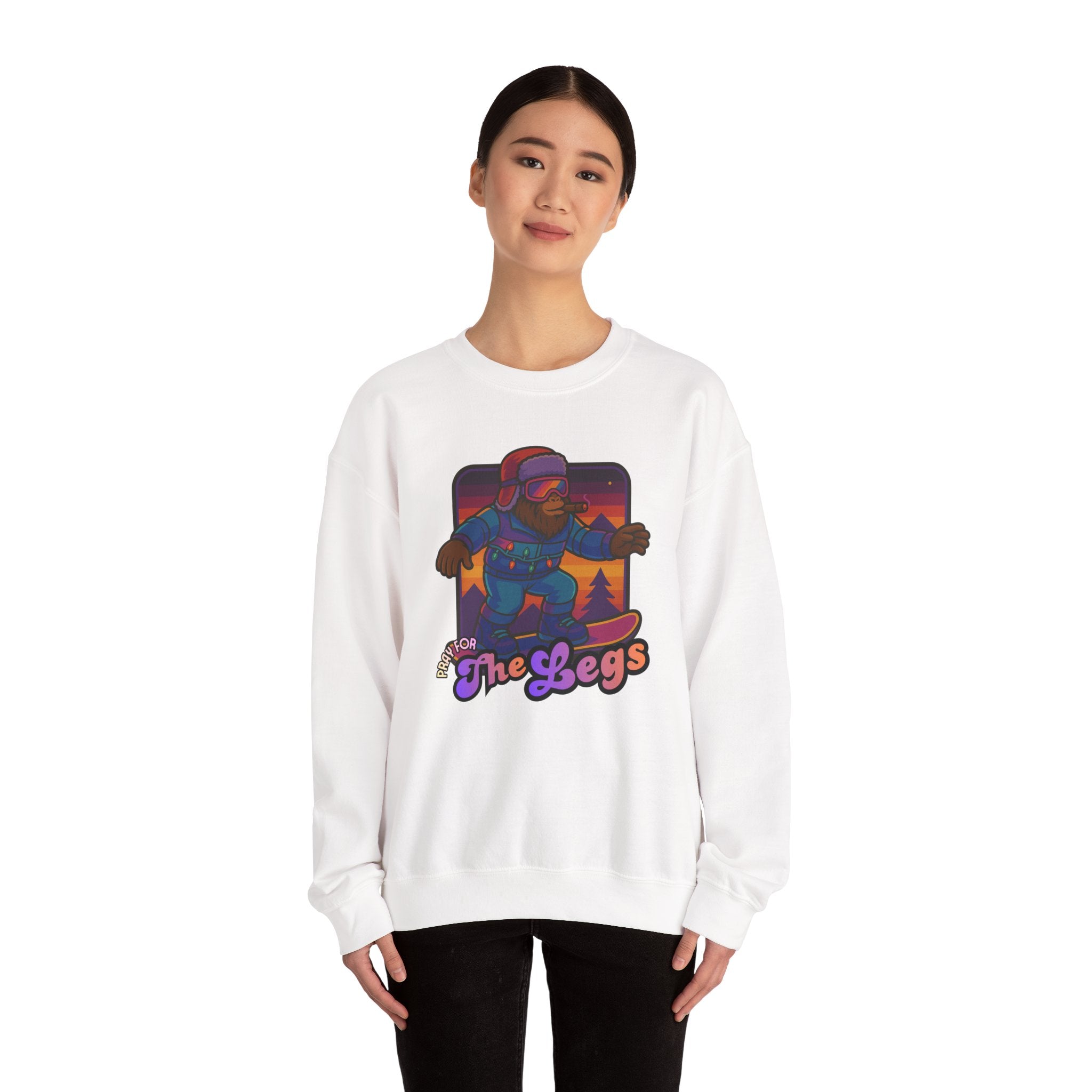 Snowboarder Graphic Crewneck Sweatshirt — Retro Night Mountain Design