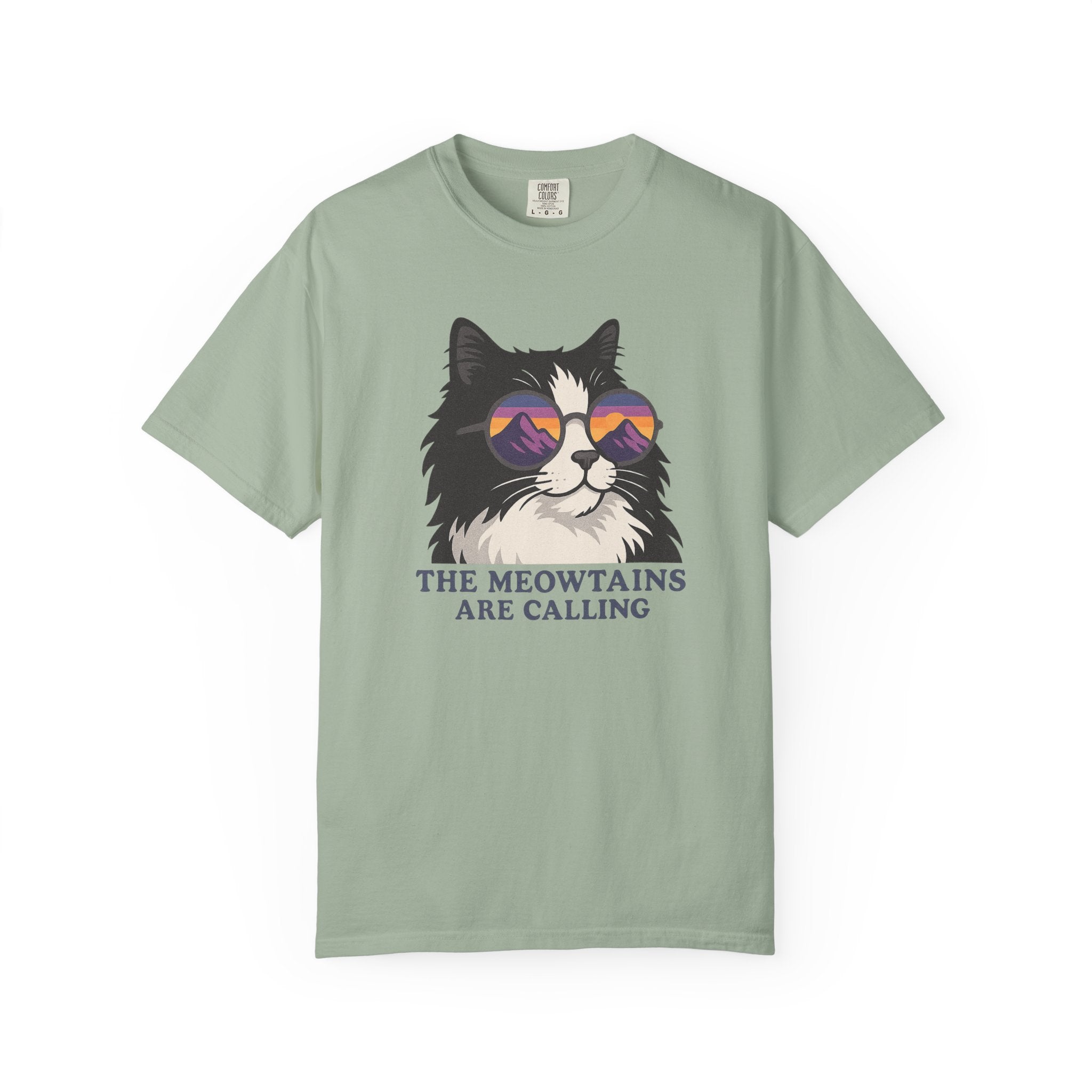 Cat Graphic T-Shirt — "The Meowtains Are Calling" Retro Sunglasses Tee