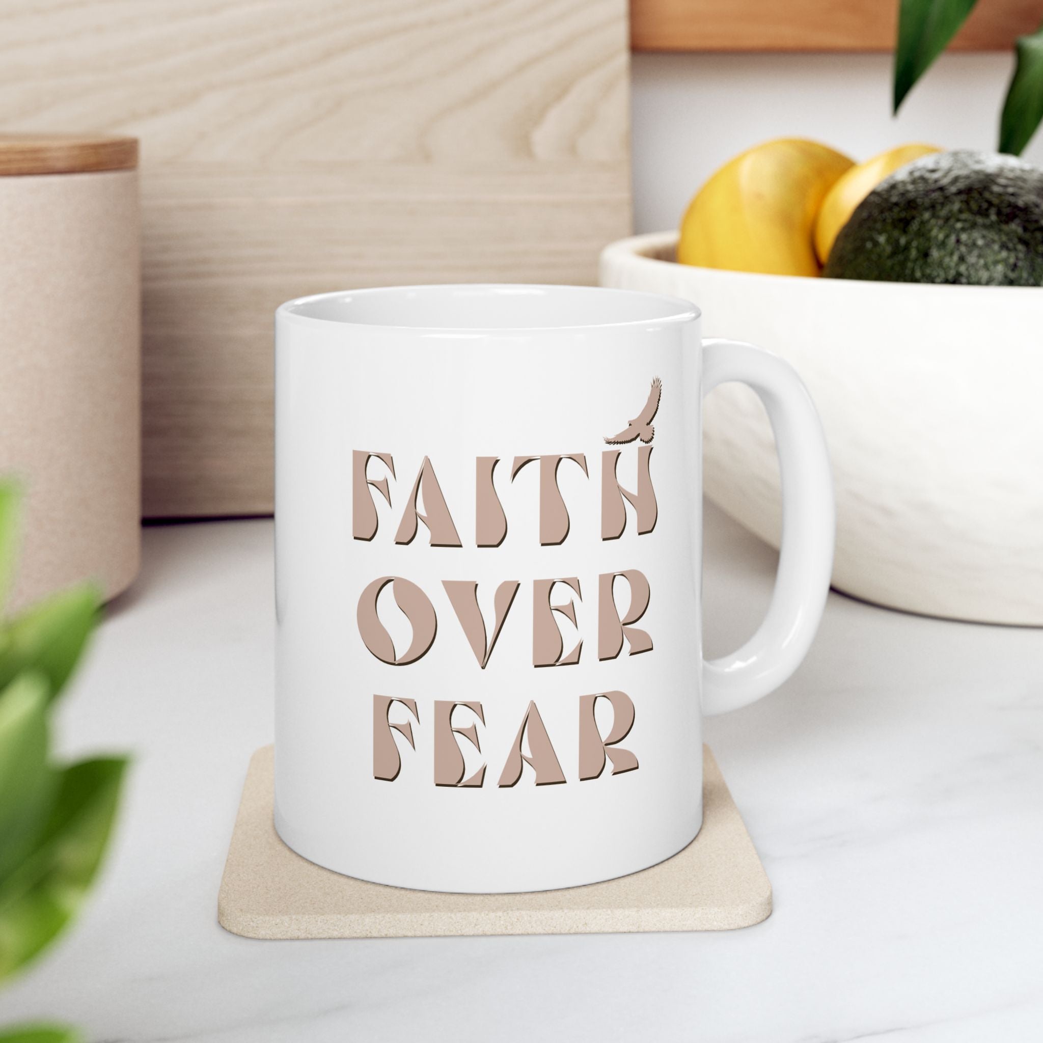 "Faith Over Fear" Inspirational Ceramic Coffee Cup (11oz & 15oz)