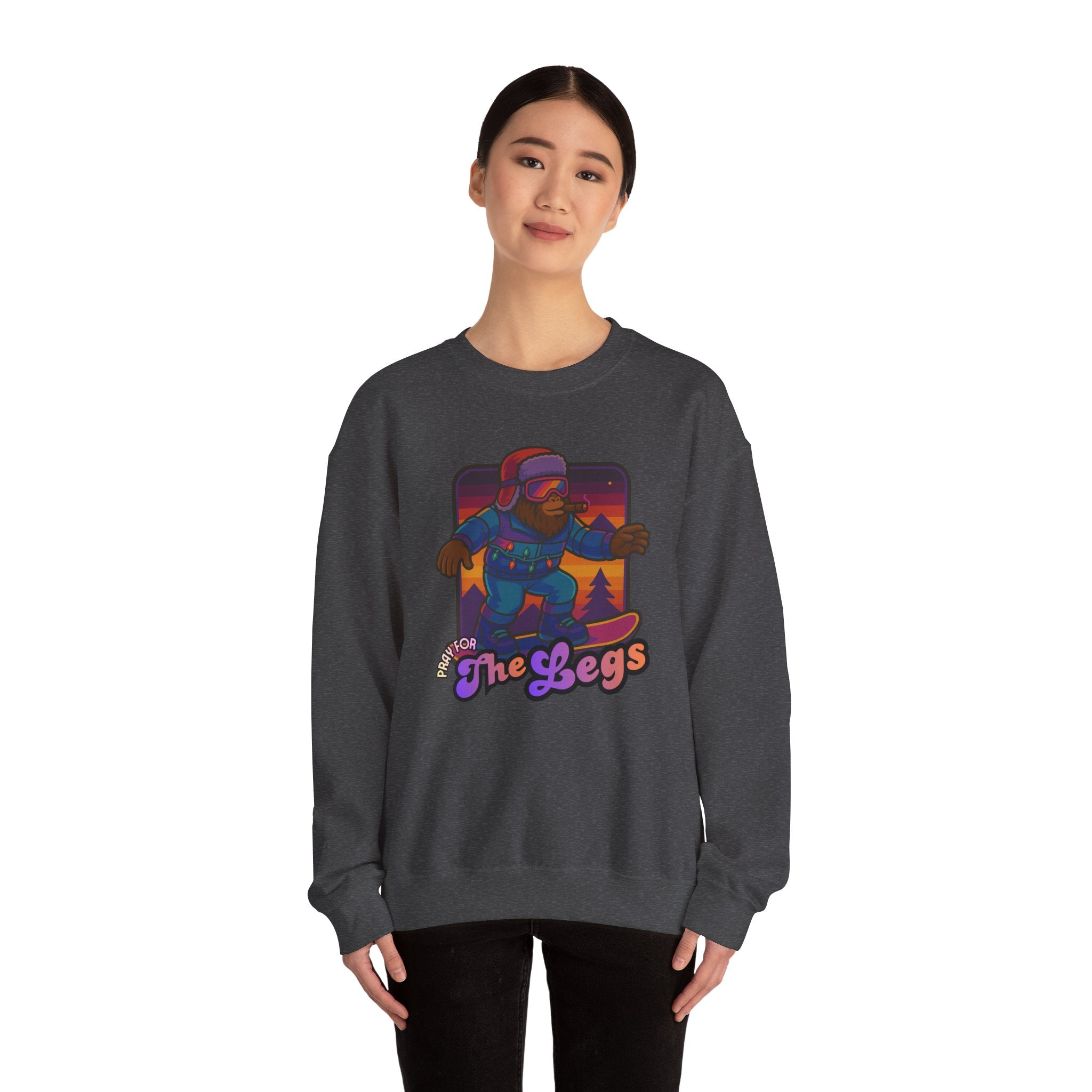 Snowboarder Graphic Crewneck Sweatshirt — Retro Night Mountain Design