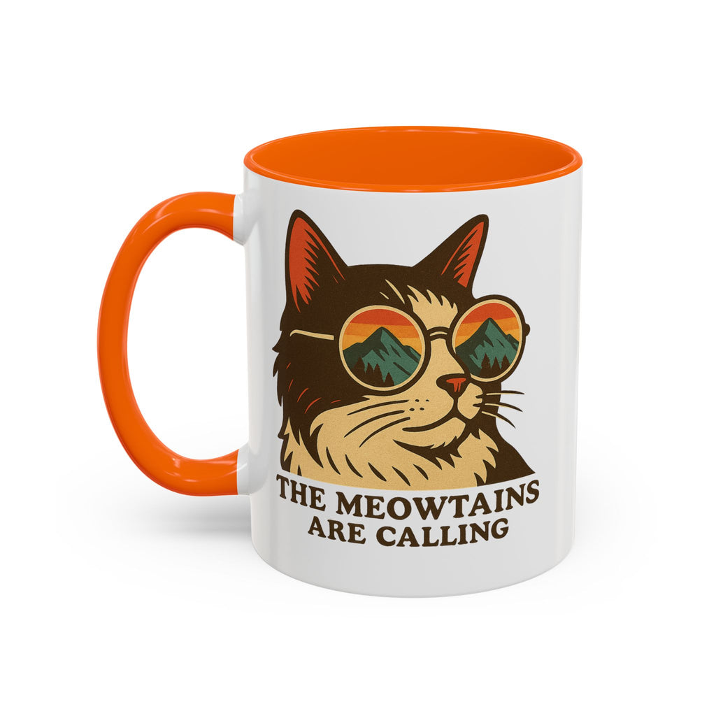 Coffee Mug — "The Meowtains Are Calling" Cat with Sunglasses Accent Mug