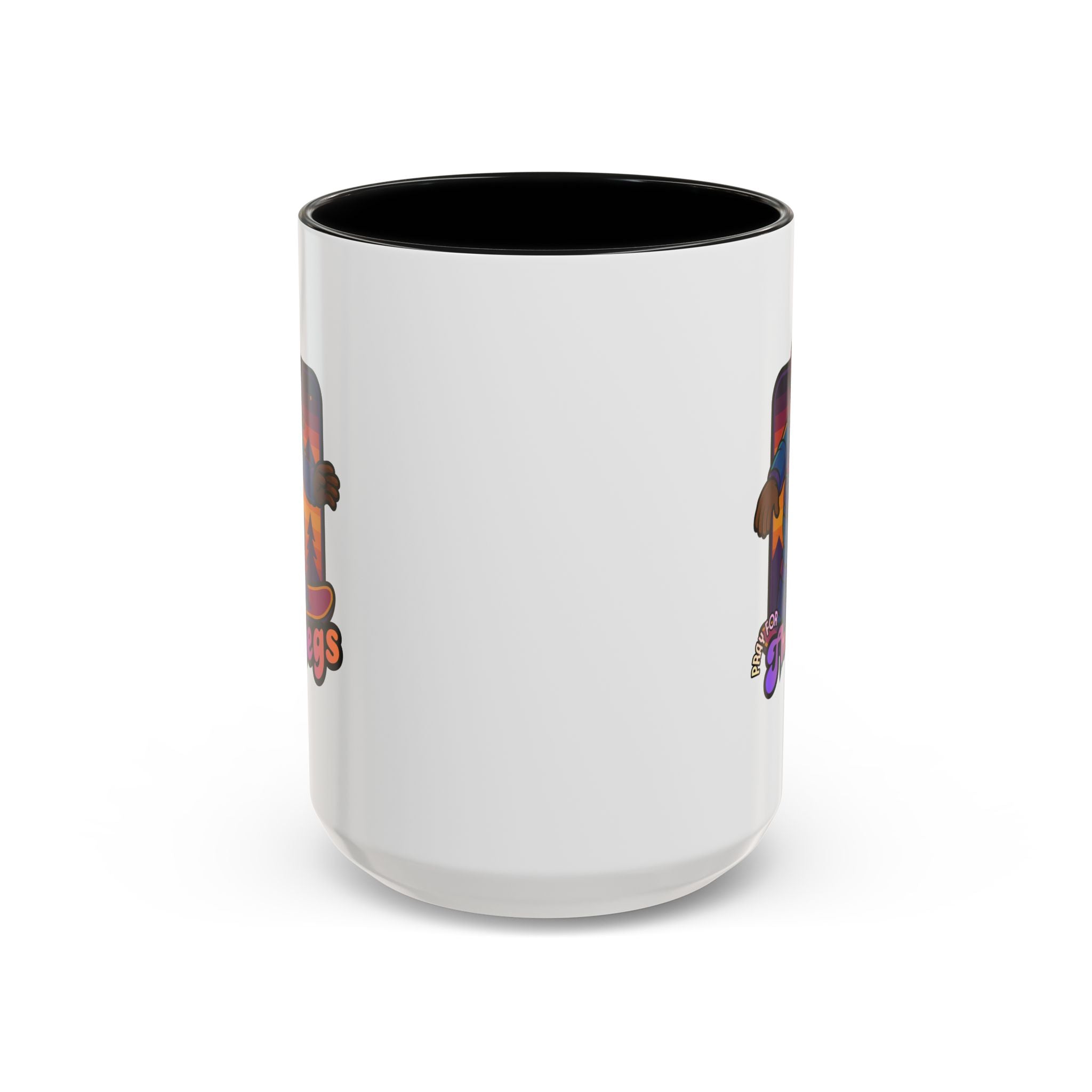 Snowboarding  Sasquatch Coffee Mug - 'Pray for The Legs' Retro Sunset Accent Mug (11/15oz)