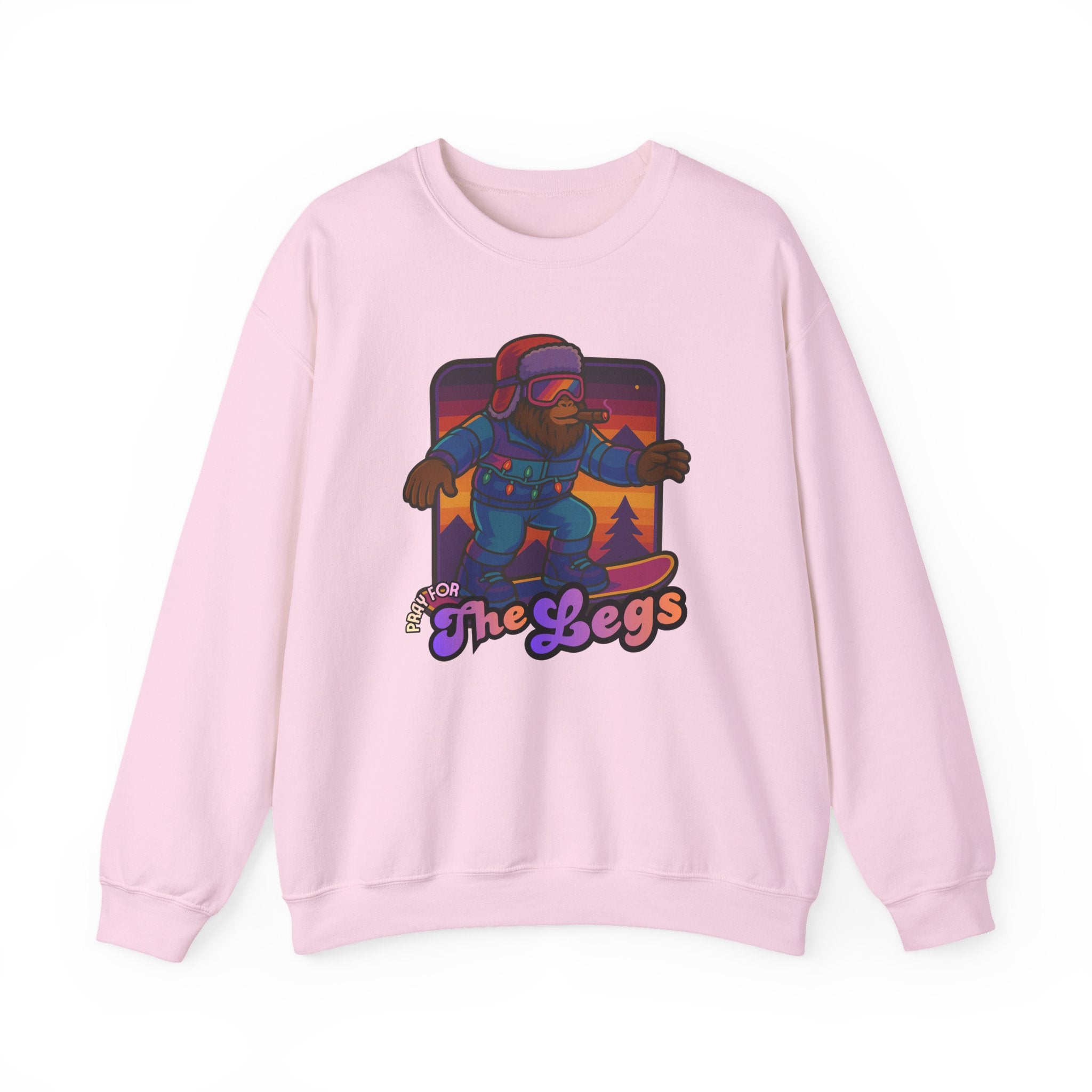 Snowboarder Graphic Crewneck Sweatshirt — Retro Night Mountain Design