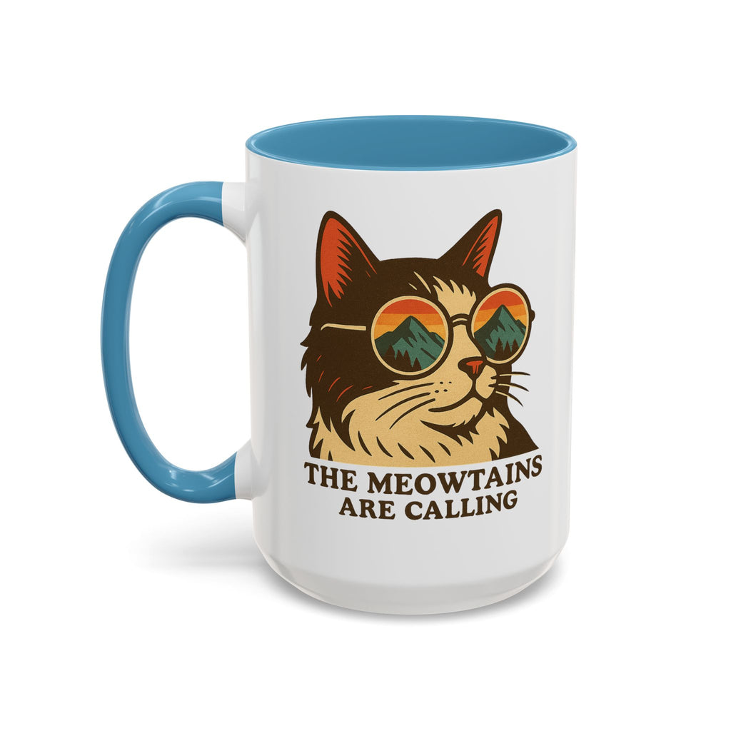 Coffee Mug — "The Meowtains Are Calling" Cat with Sunglasses Accent Mug