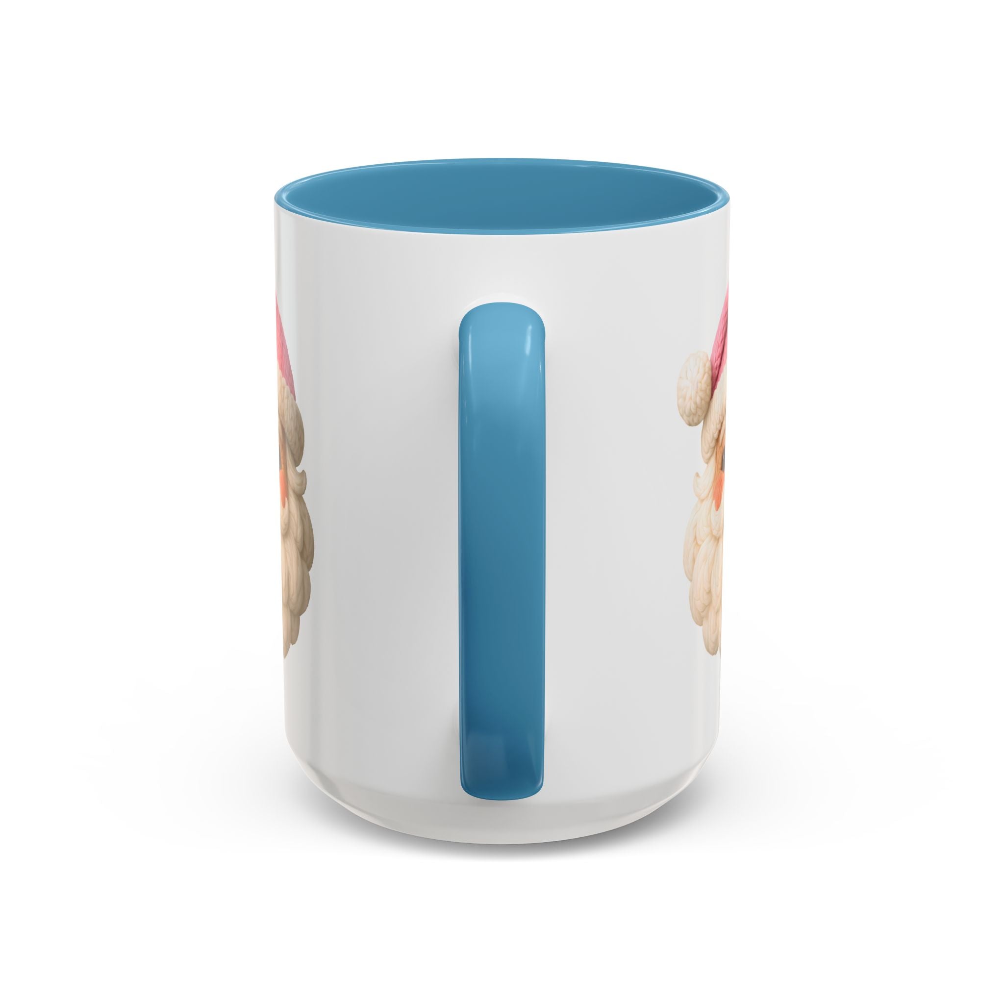 Santa Face Coffee Mug — Cute Pink Hat Holiday Accent Mug (11/15 oz)