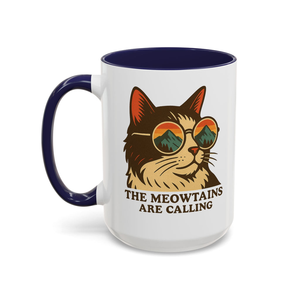 Coffee Mug — "The Meowtains Are Calling" Cat with Sunglasses Accent Mug