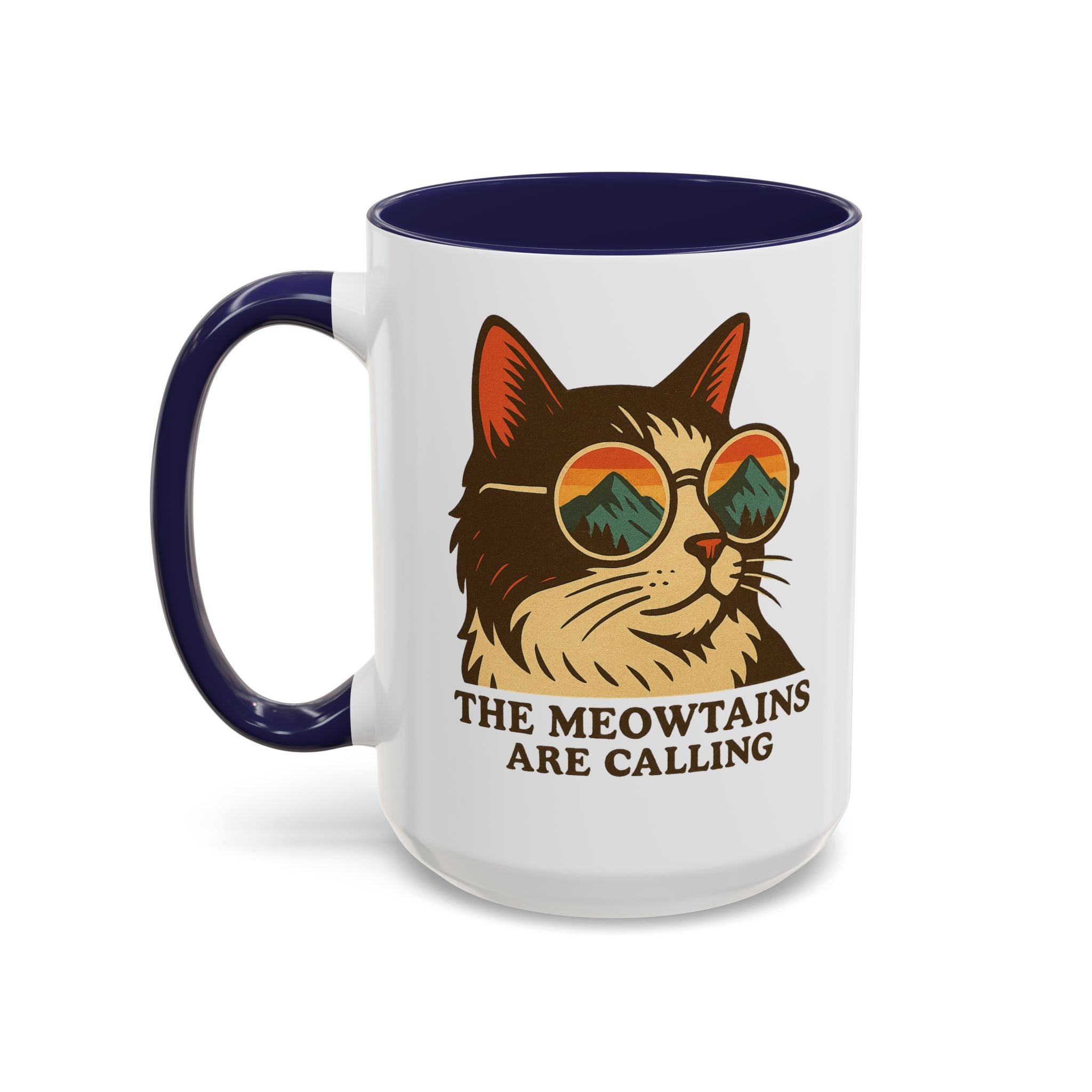 Coffee Mug — "The Meowtains Are Calling" Cat with Sunglasses Accent Mug