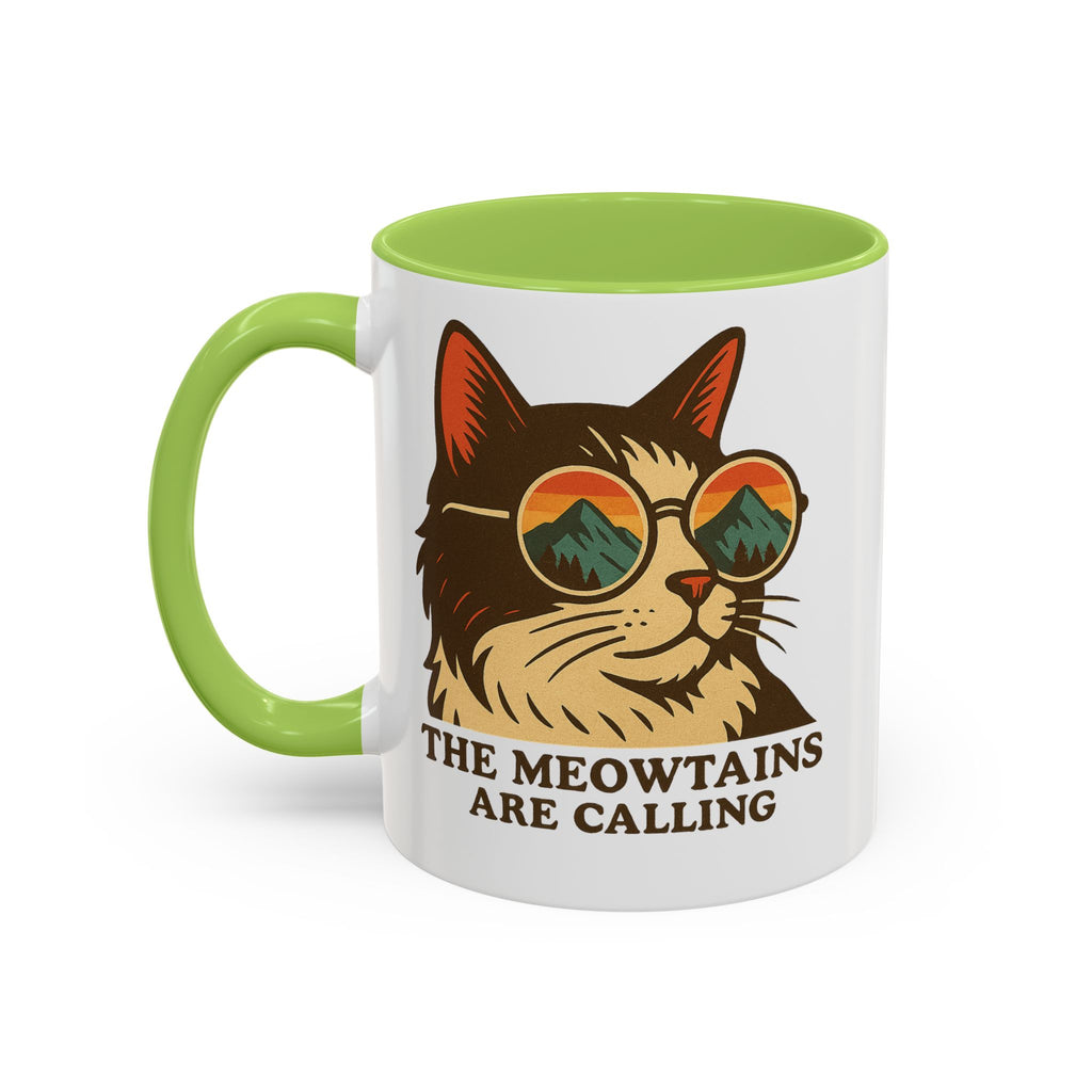 Coffee Mug — "The Meowtains Are Calling" Cat with Sunglasses Accent Mug