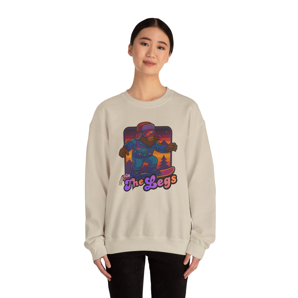 Snowboarder Graphic Crewneck Sweatshirt — Retro Night Mountain Design