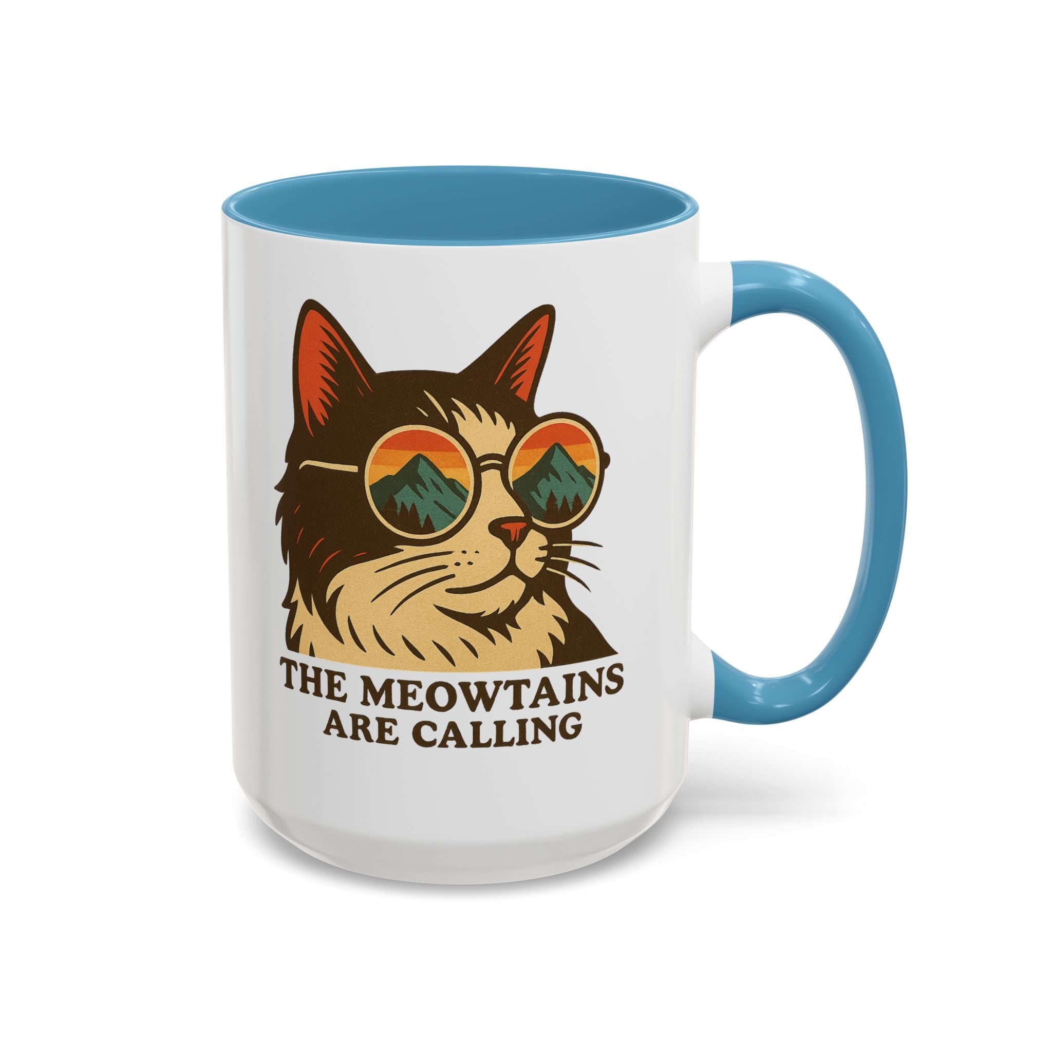 Coffee Mug — "The Meowtains Are Calling" Cat with Sunglasses Accent Mug