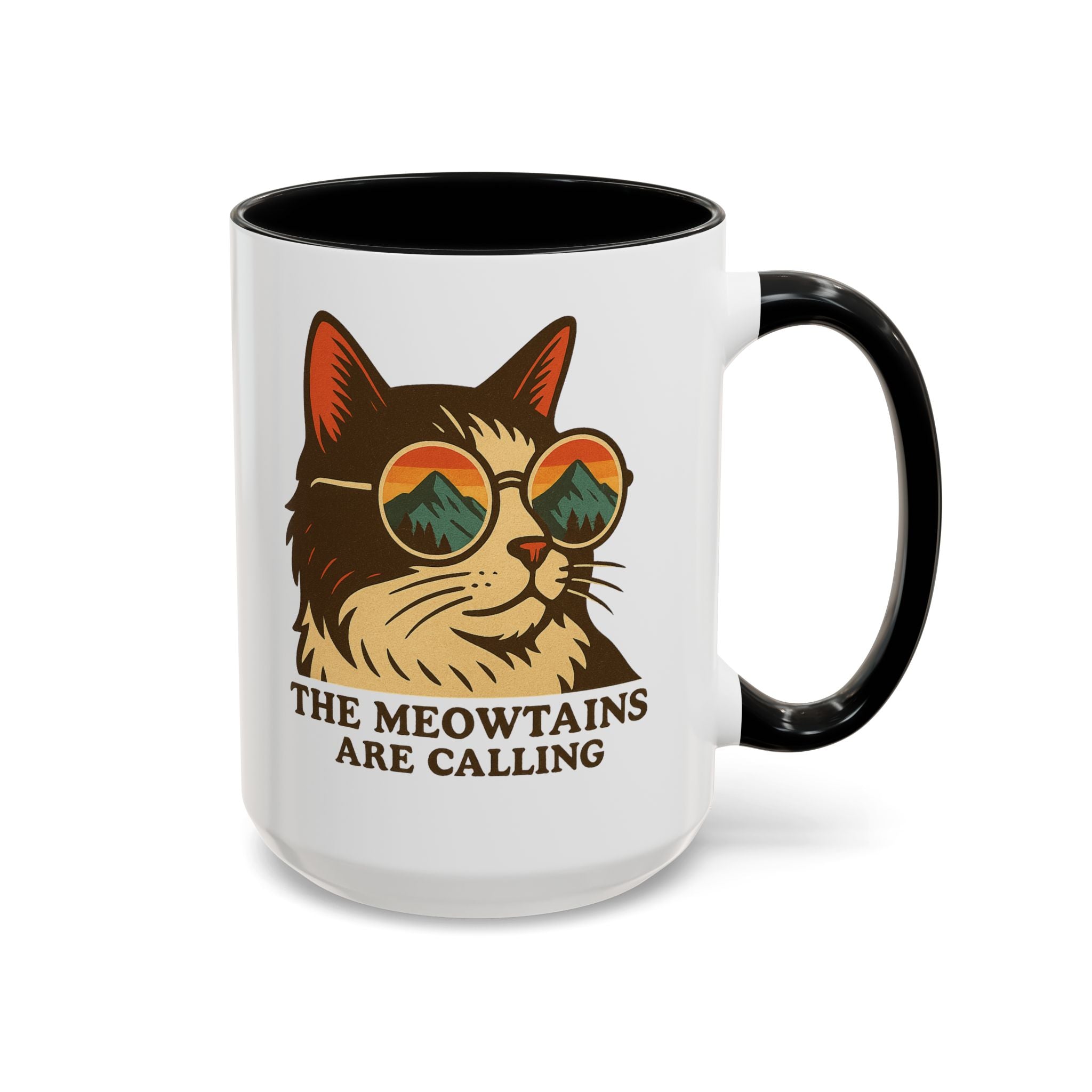 Coffee Mug — "The Meowtains Are Calling" Cat with Sunglasses Accent Mug