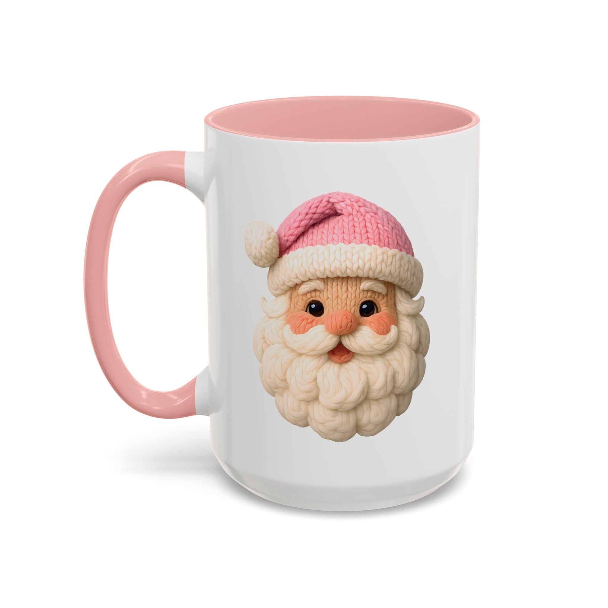 Santa Face Coffee Mug — Cute Pink Hat Holiday Accent Mug (11/15 oz)