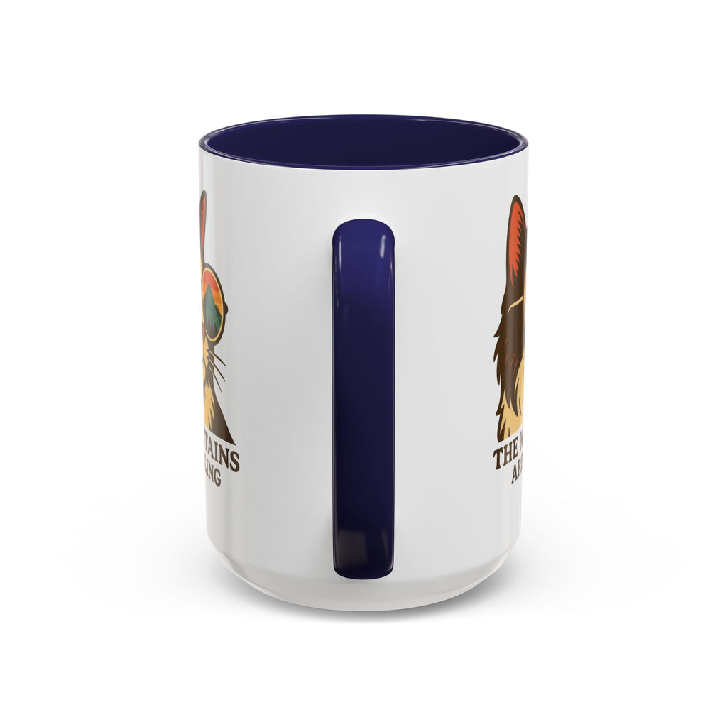 Coffee Mug — "The Meowtains Are Calling" Cat with Sunglasses Accent Mug