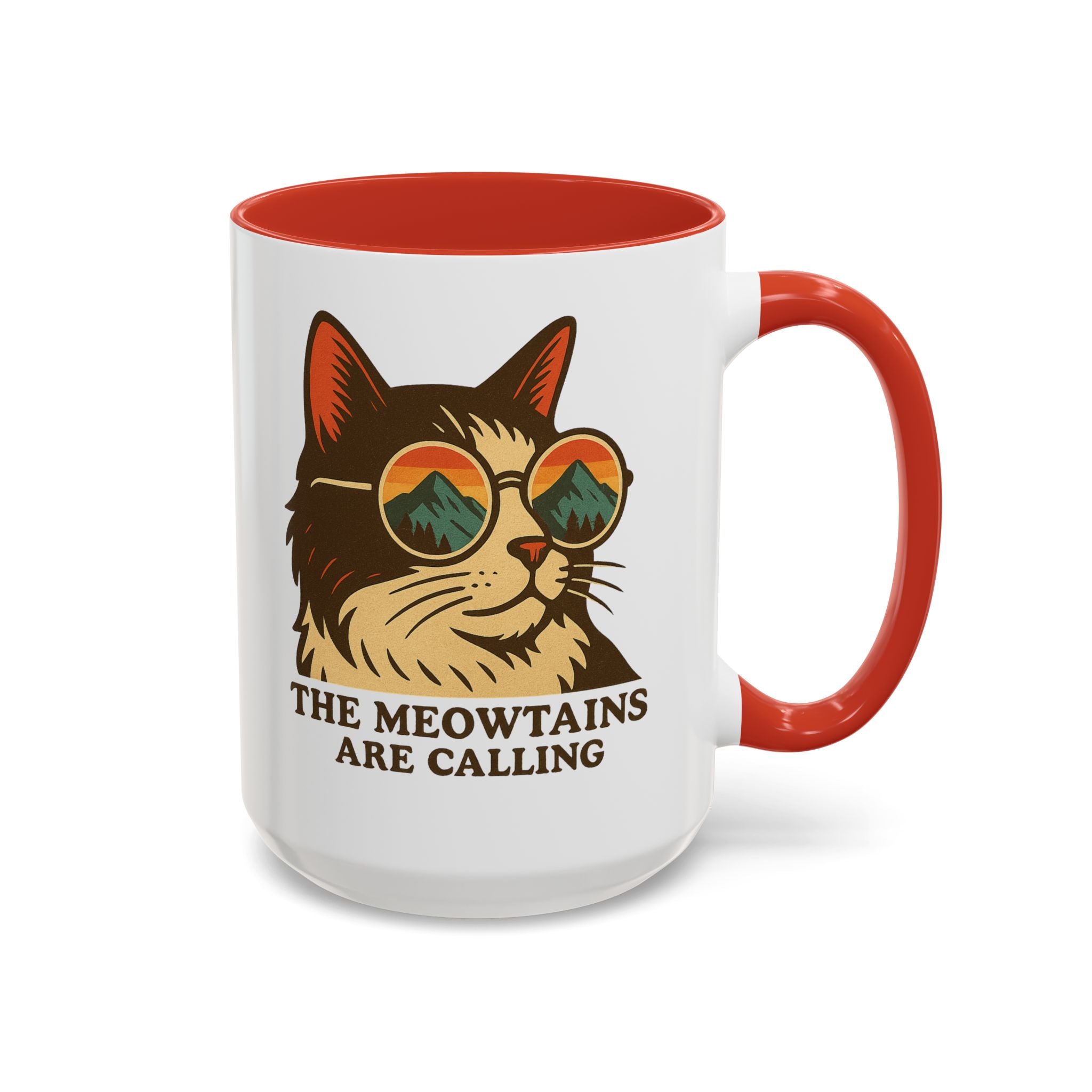 Coffee Mug — "The Meowtains Are Calling" Cat with Sunglasses Accent Mug