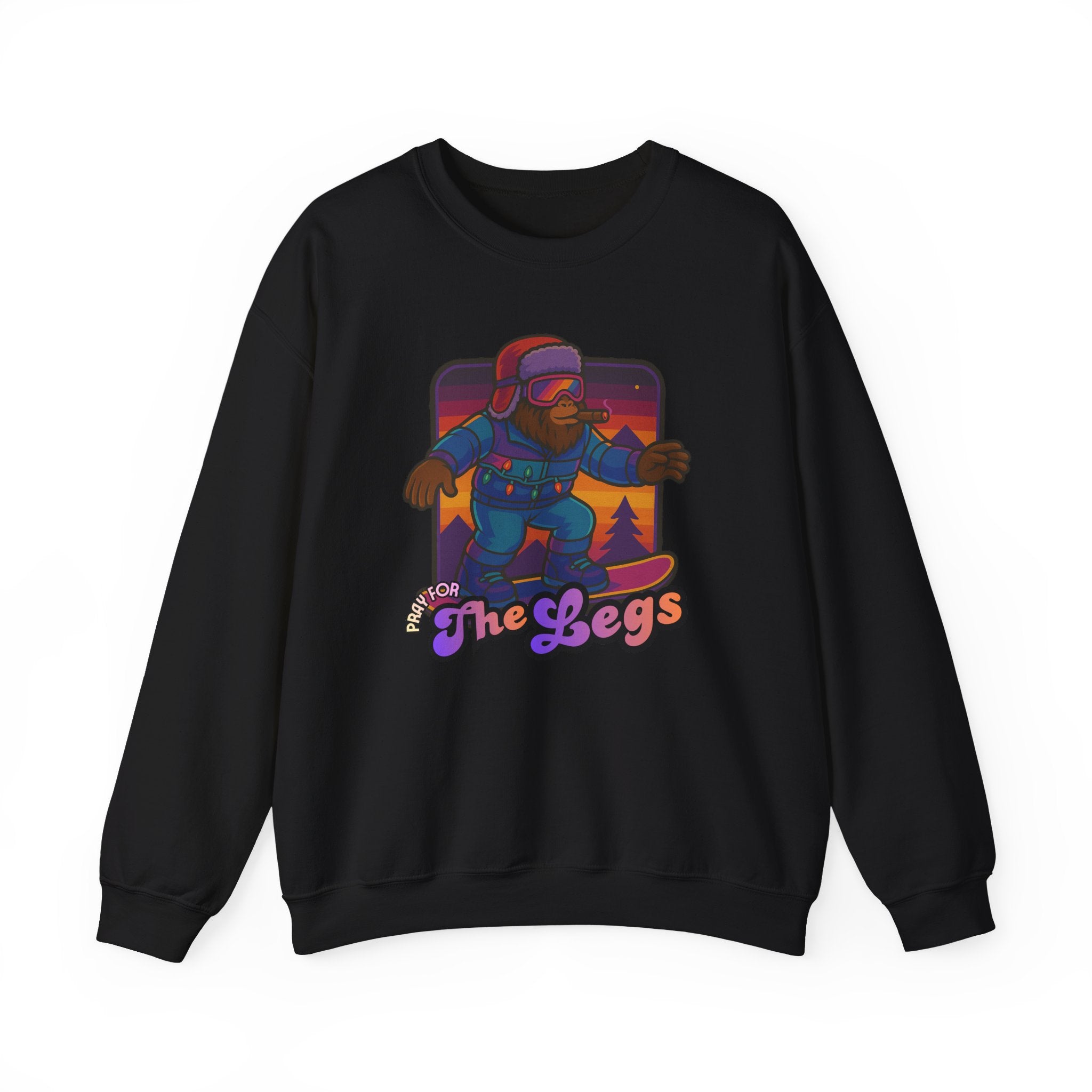 Snowboarder Graphic Crewneck Sweatshirt — Retro Night Mountain Design