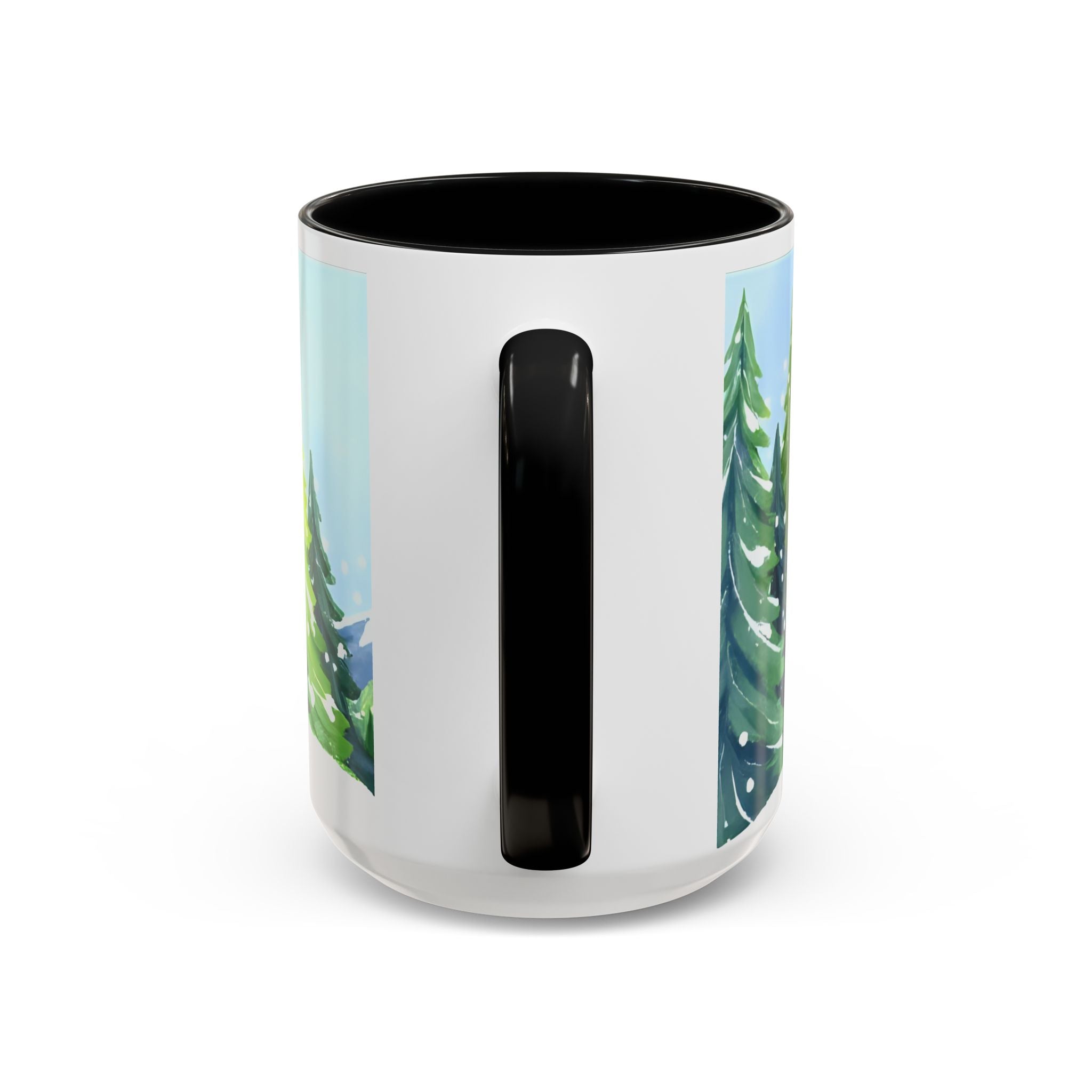 Winter Pine Forest Accent Coffee Mug — Scenic Snowy Trees 11/15oz