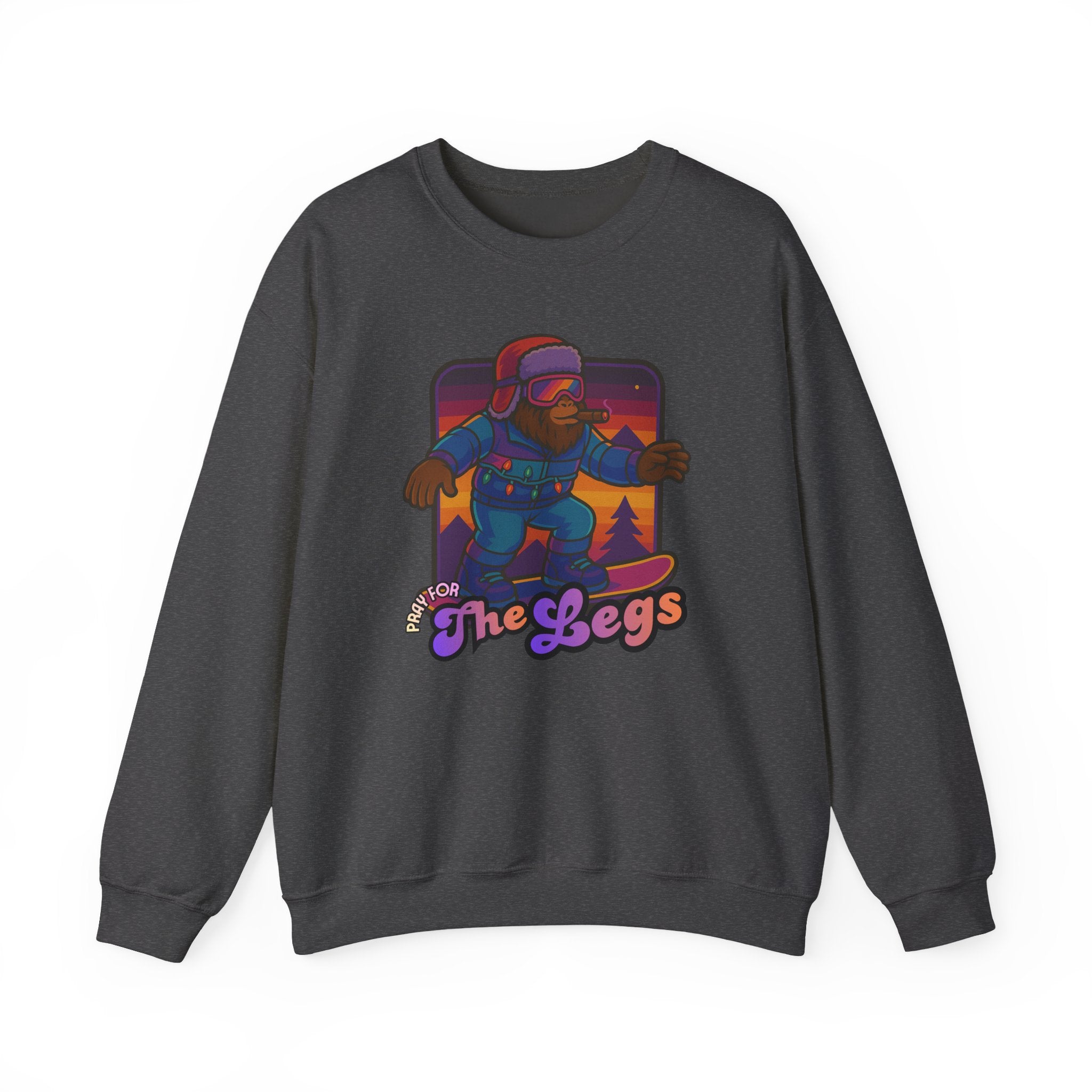Snowboarder Graphic Crewneck Sweatshirt — Retro Night Mountain Design