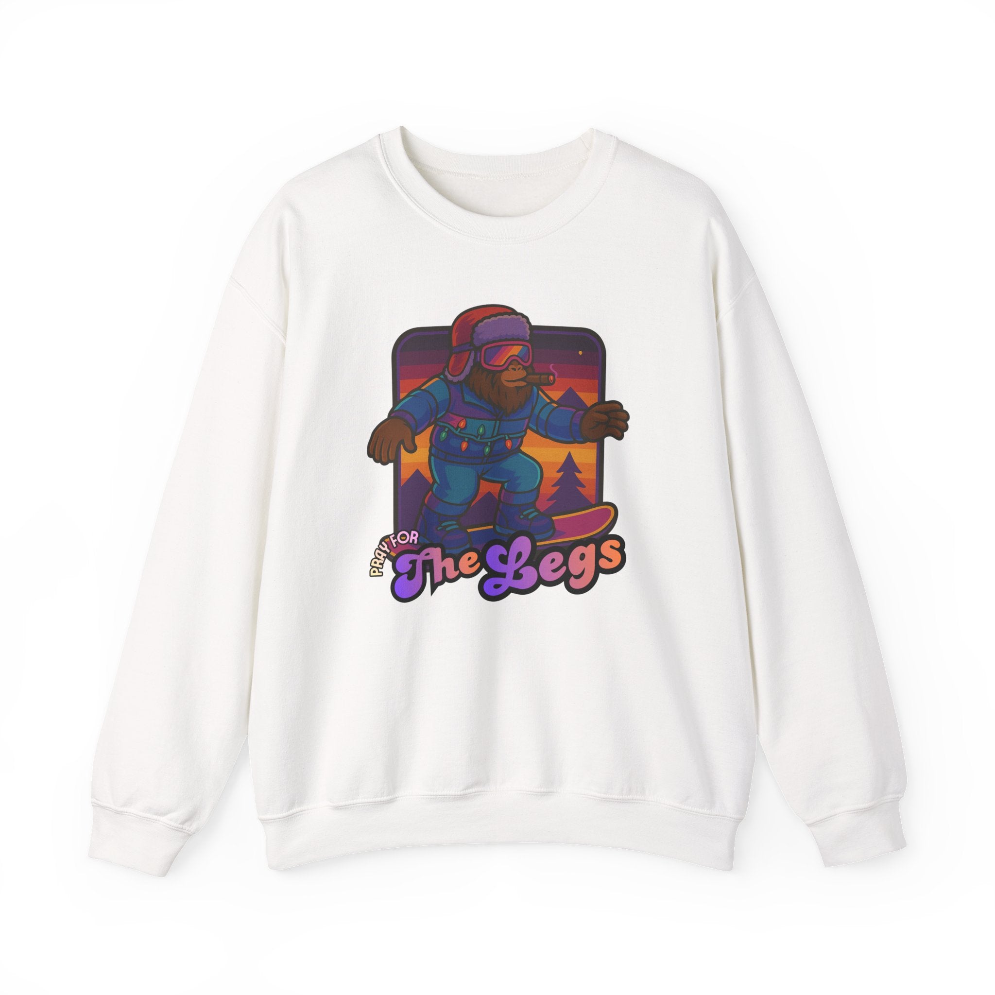 Snowboarder Graphic Crewneck Sweatshirt — Retro Night Mountain Design