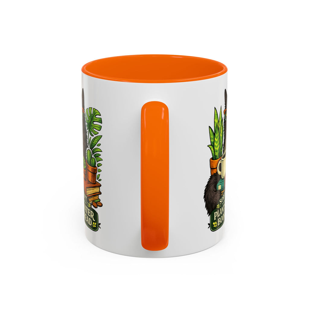 Cat & Plants Accent Coffee Mug — "Sorry, I Can't...I Have Plants to Water & Books to Read"