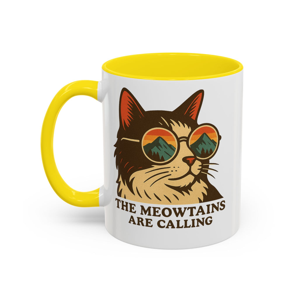 Coffee Mug — "The Meowtains Are Calling" Cat with Sunglasses Accent Mug