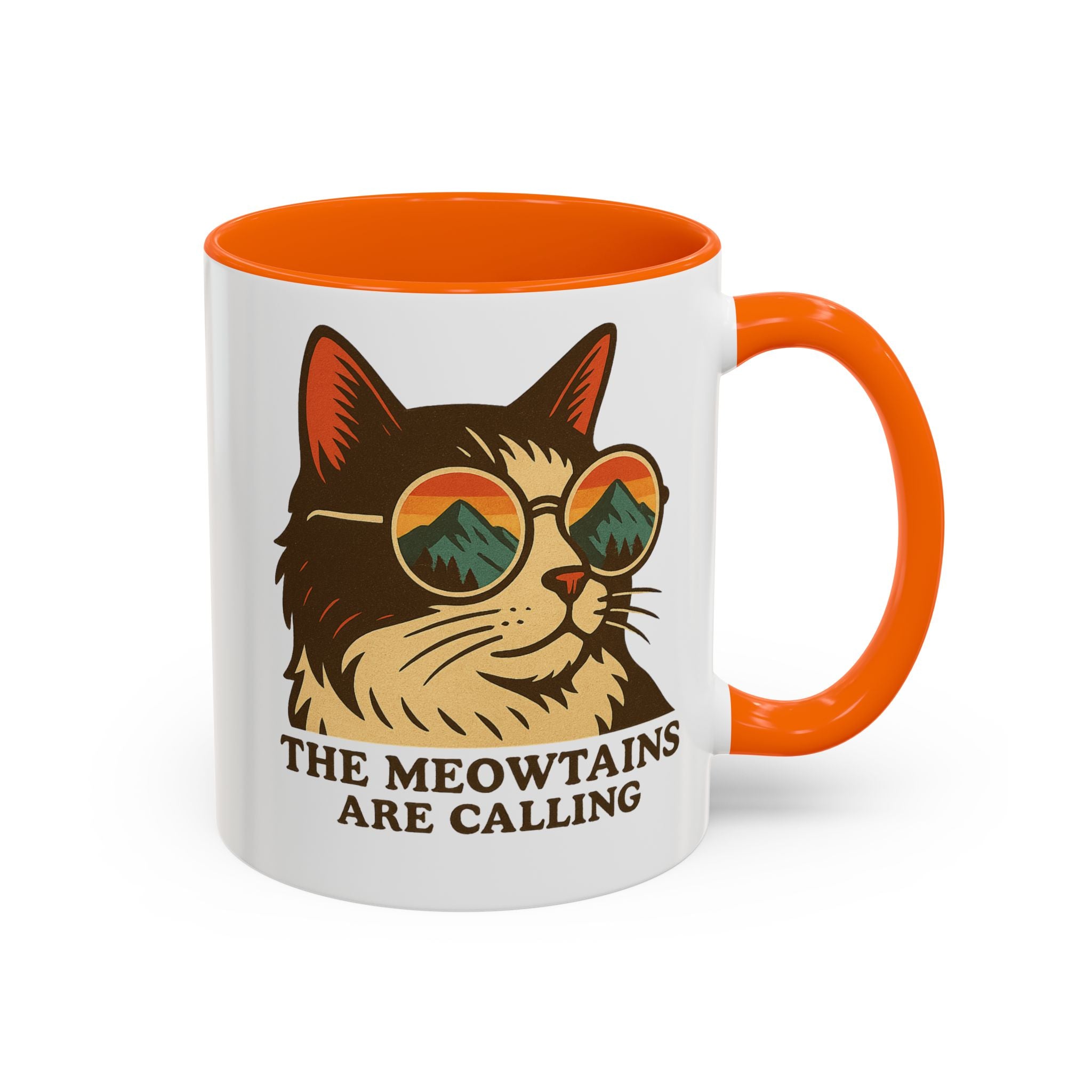 Coffee Mug — "The Meowtains Are Calling" Cat with Sunglasses Accent Mug