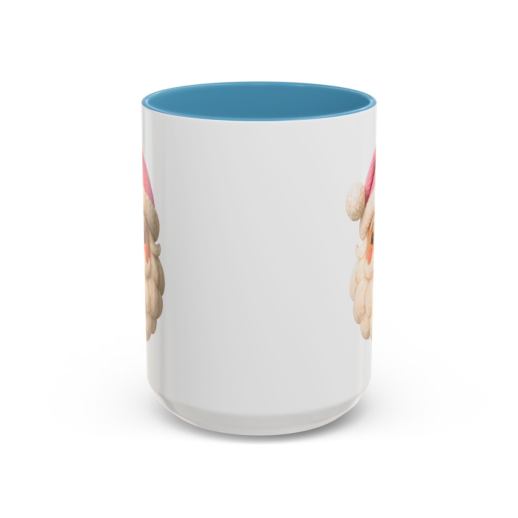 Santa Face Coffee Mug — Cute Pink Hat Holiday Accent Mug (11/15 oz)